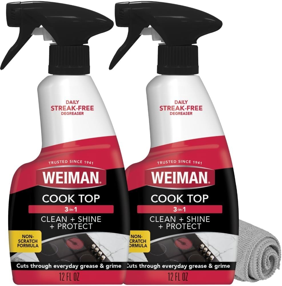 2-Pack Cooktop Cleaning Spray & Microfiber Cloth – Cooktop & Oven Cleaner for…