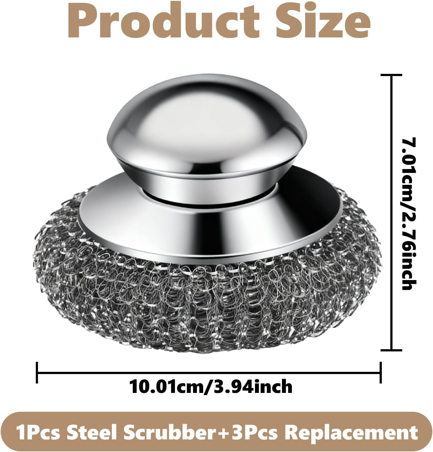 Steel Wool Scrubber, 4-Pack Stainless Steel Scrubber Pads with Handle – the Ulti