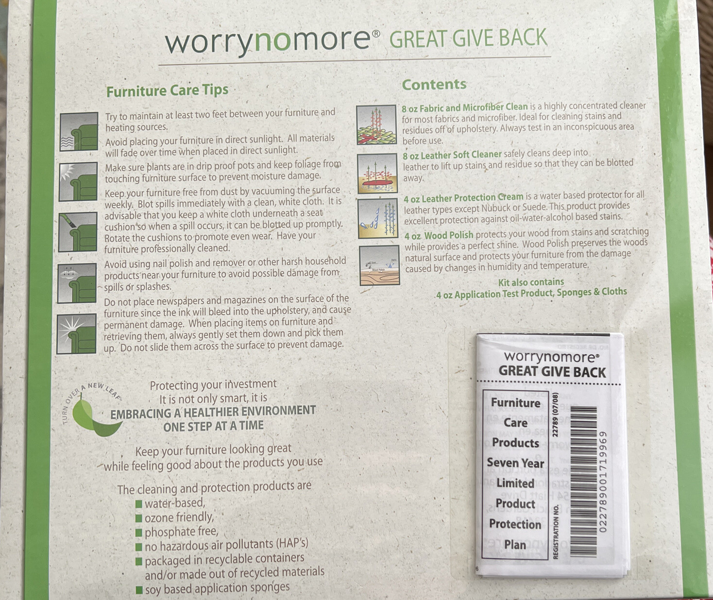 Worry No More Care Kit, Eco Friendly, Leather Fabric Microfiber Wood Furniture