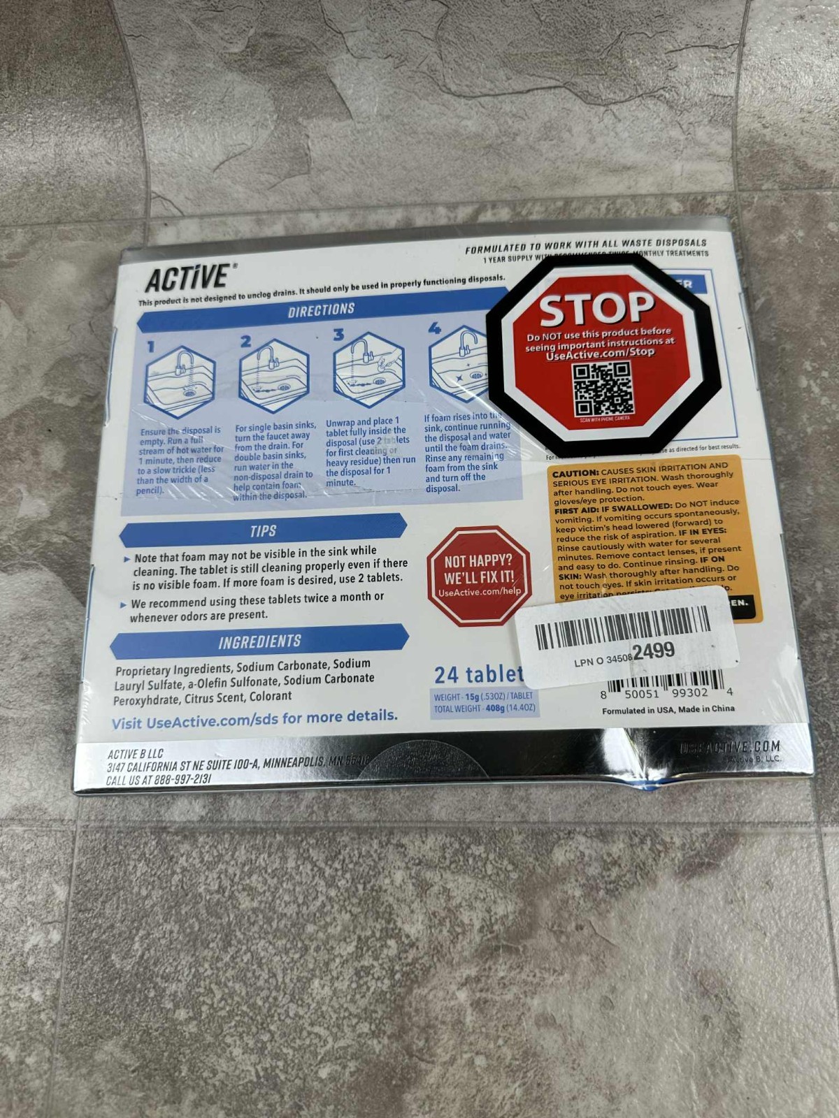 2x Active DISPOSAL Cleaner & Deodorizer 24 Tablets Garbage Disposal Sink