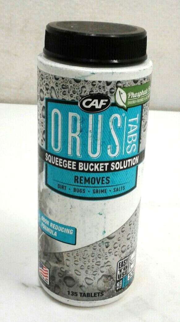 Orus Tabs Industrial Squeegee Bucket Solution Window/Glass Cleaner 135 Tabs