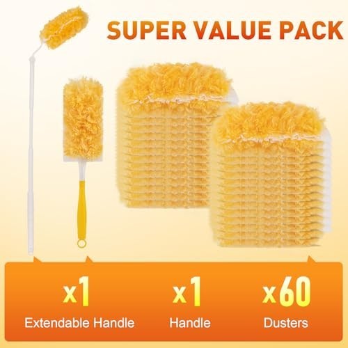 Heavy Duty Disposable Duster Refills Kit, 360° Multi-Surface Cleaning Tool, 3FT