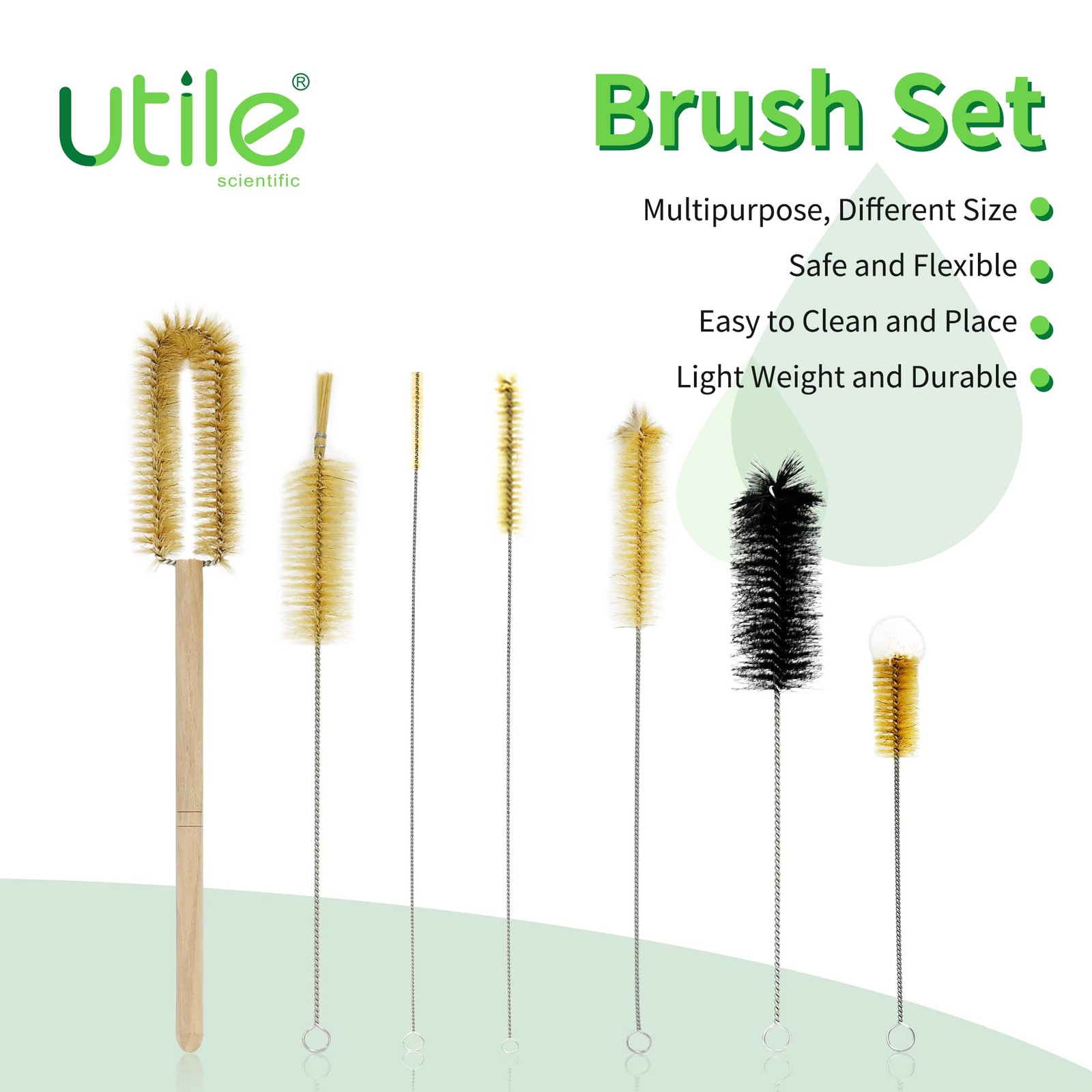 Utile 7 Pcs Lab Cleaning Brush Set 7 Sizes for Different use one Beaker Brush…