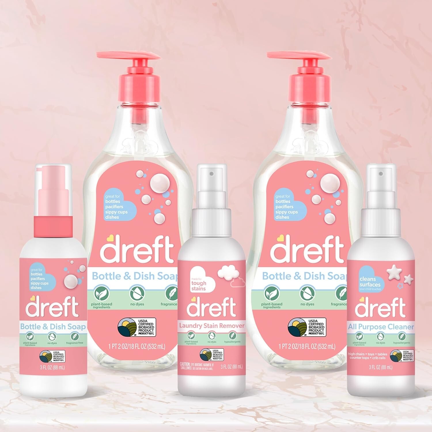 Dreft Bottle and Dish Soap, Fragrance Free Formula, Baby Bottle Wash, 18oz, 3 Pk