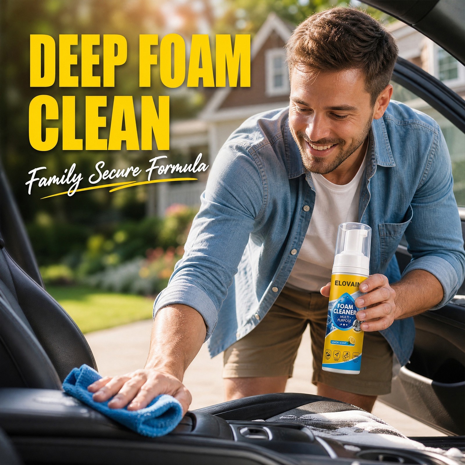 ELOVAIN 4-in-1 Multi Enzyme Foam Cleaner Multi Surface For Car Kitchen Bathroom