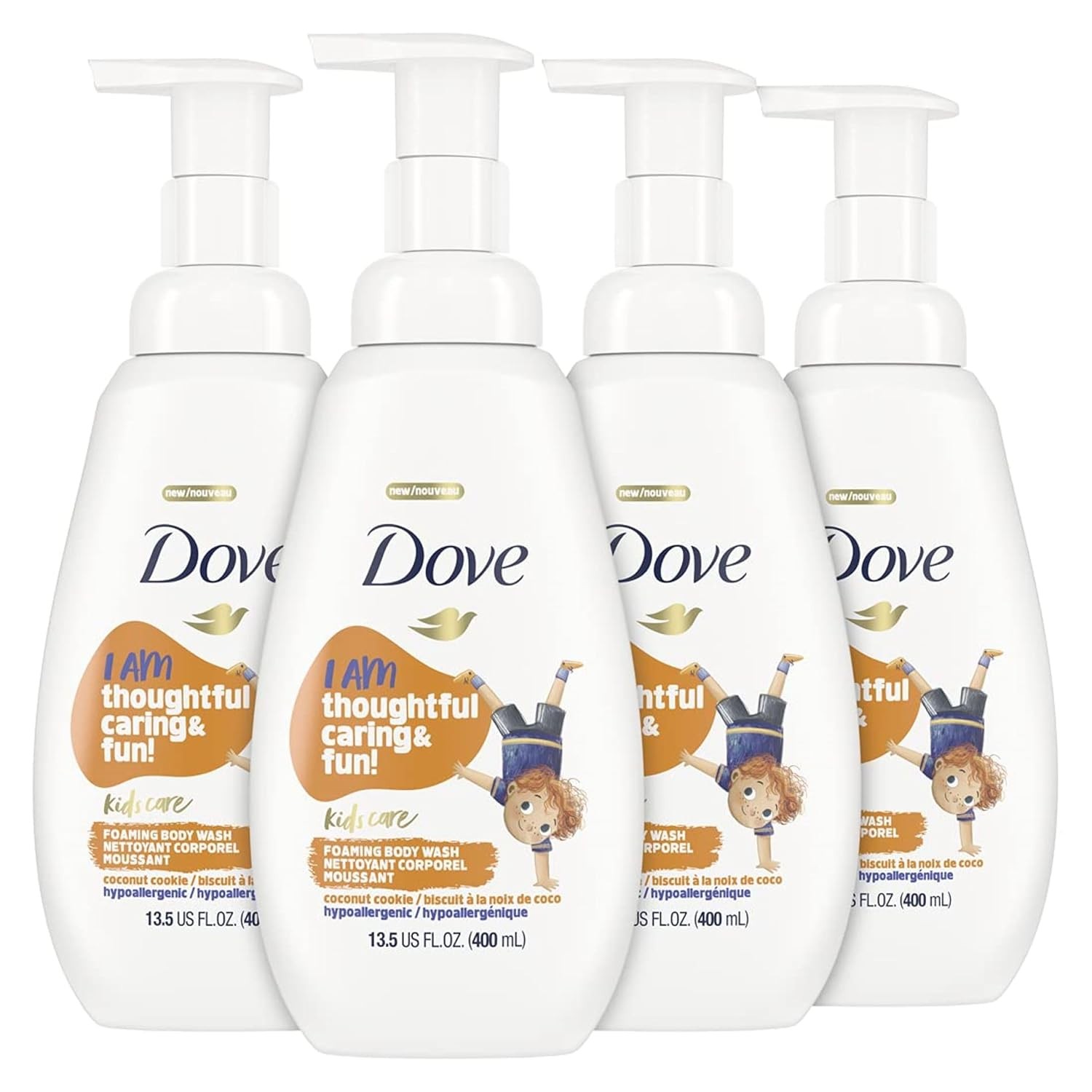 Dove Foaming Body Wash 4 Count For Kids Coconut Cookie Sulfate-Free Skin Care,