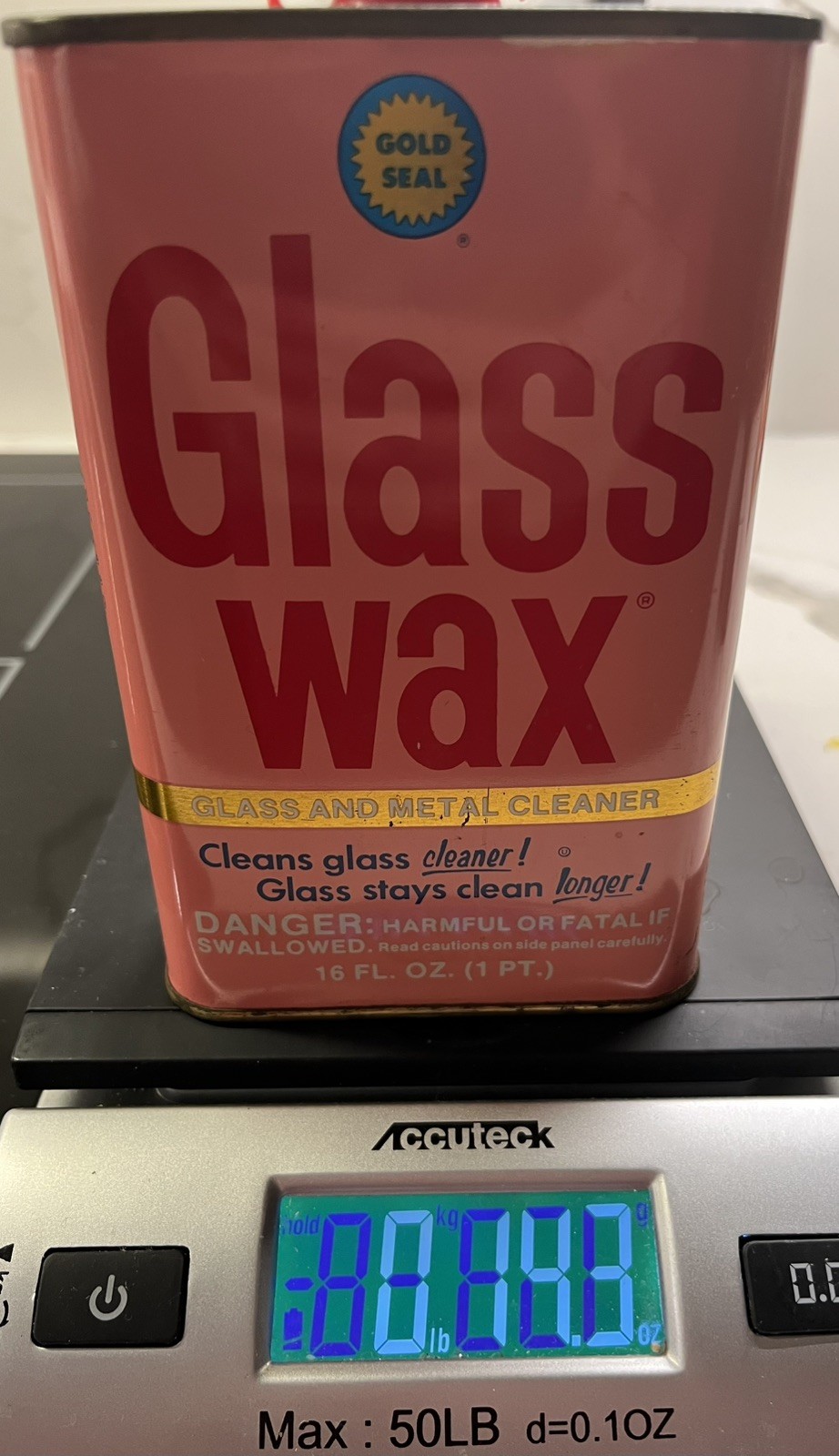 Vintage Can Gold Seal Co. GLASS WAX Glass Chrome Metal Cleaner Polisher 16 fl oz