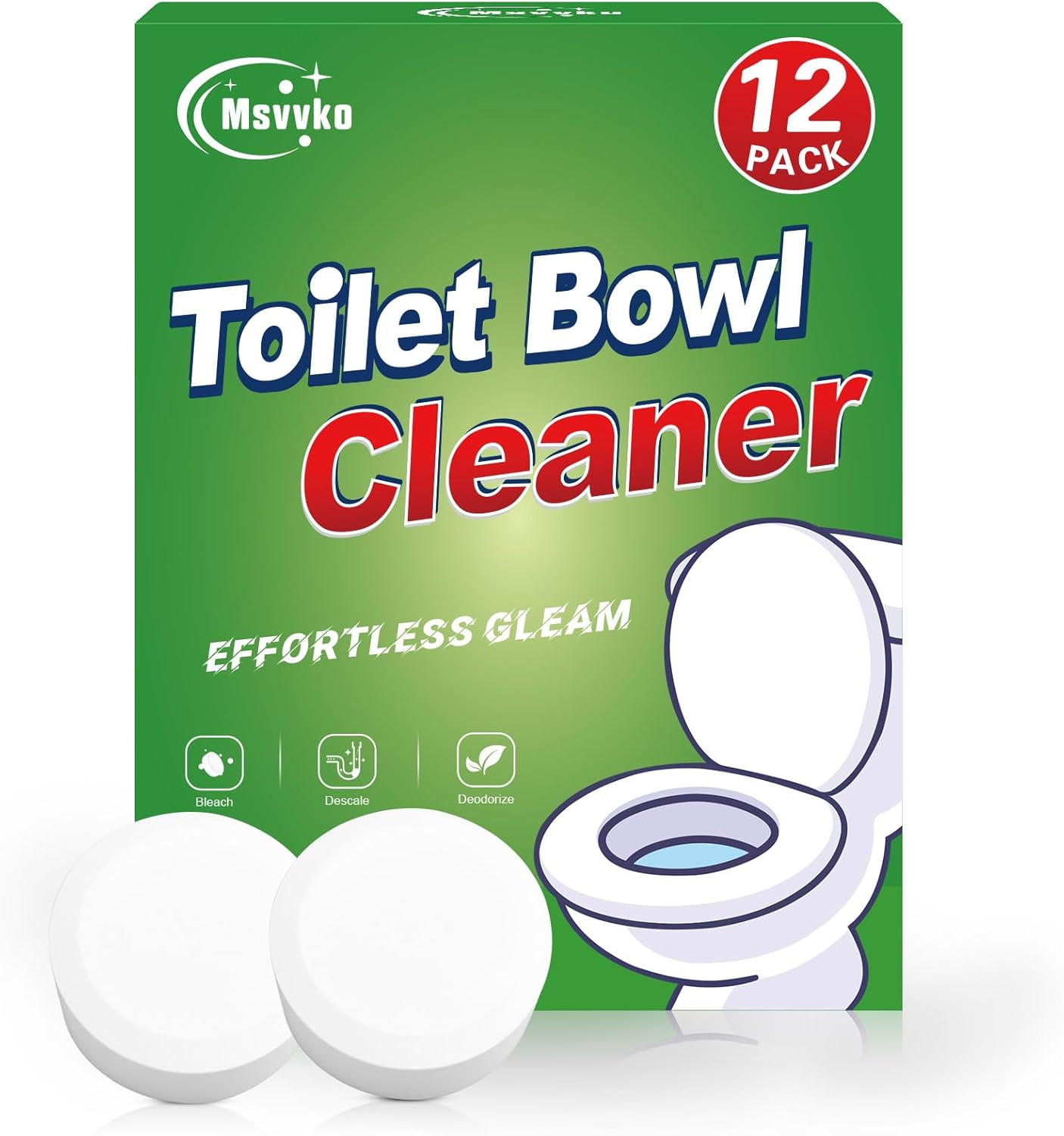 Toilet Bowl Cleaner Tablets with Bleach 12 PACK Powerful Formula to Eliminate Li