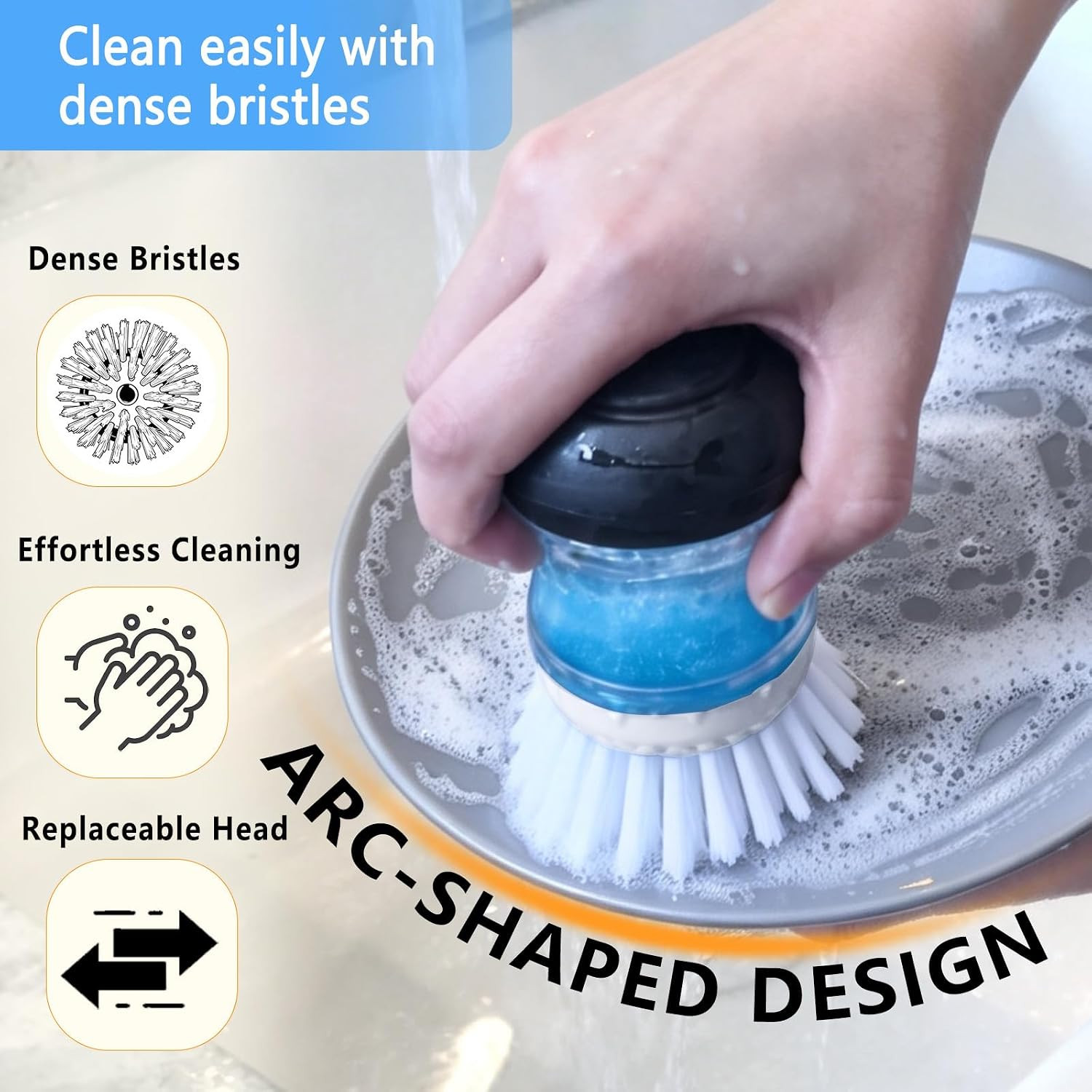 4 Pack Dish Brush Refill Heads for OXO Soap Dispensing Palm Brush, Kitchen Dish