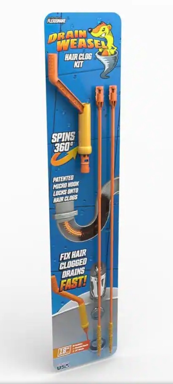 Drain Weasel Hair Clog Kit Unclog Drains No Drain Disassembly Required Spin 360°