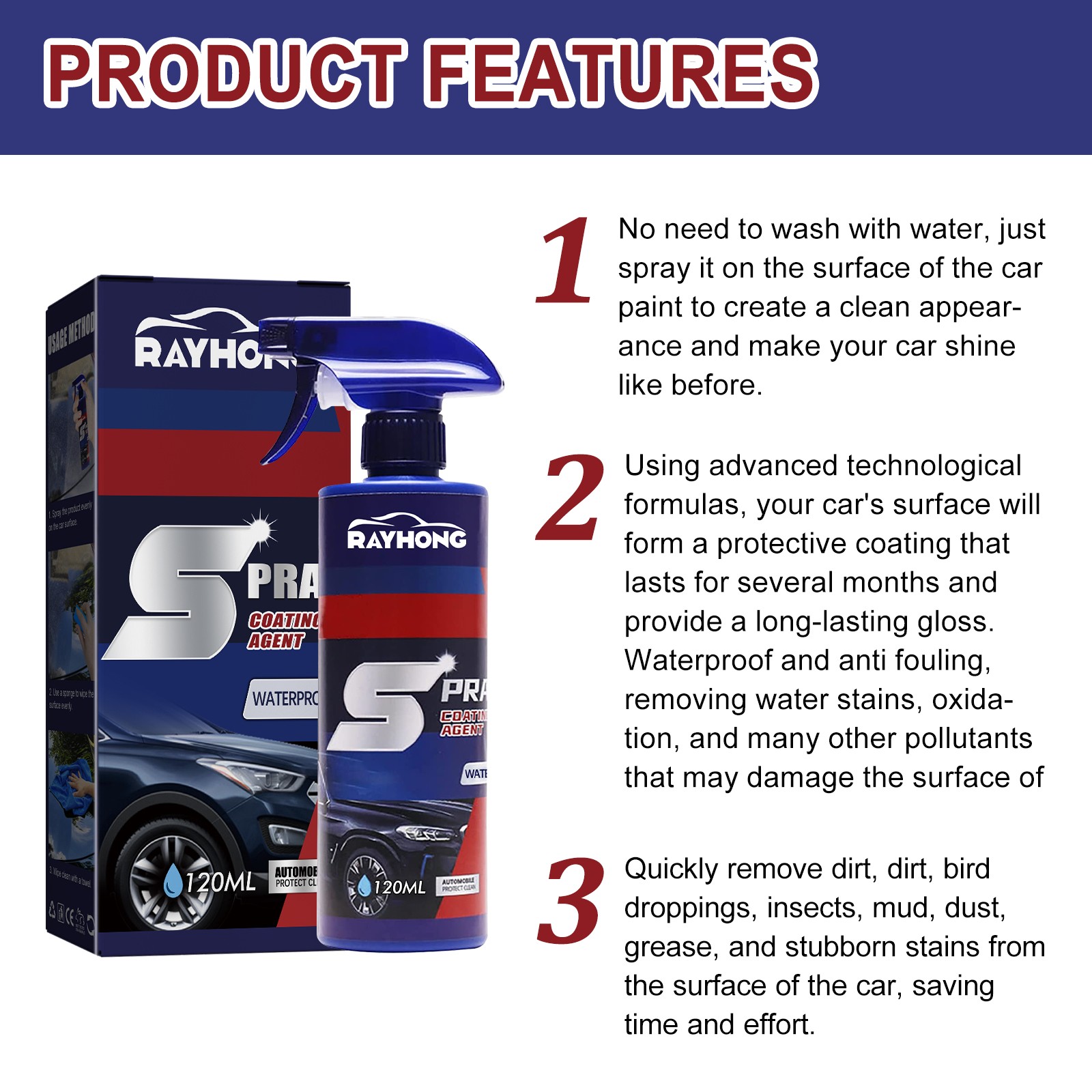 Car Coating Spray Nano Ceramic Paint Protection Gloss Enhancer Hydrophobic