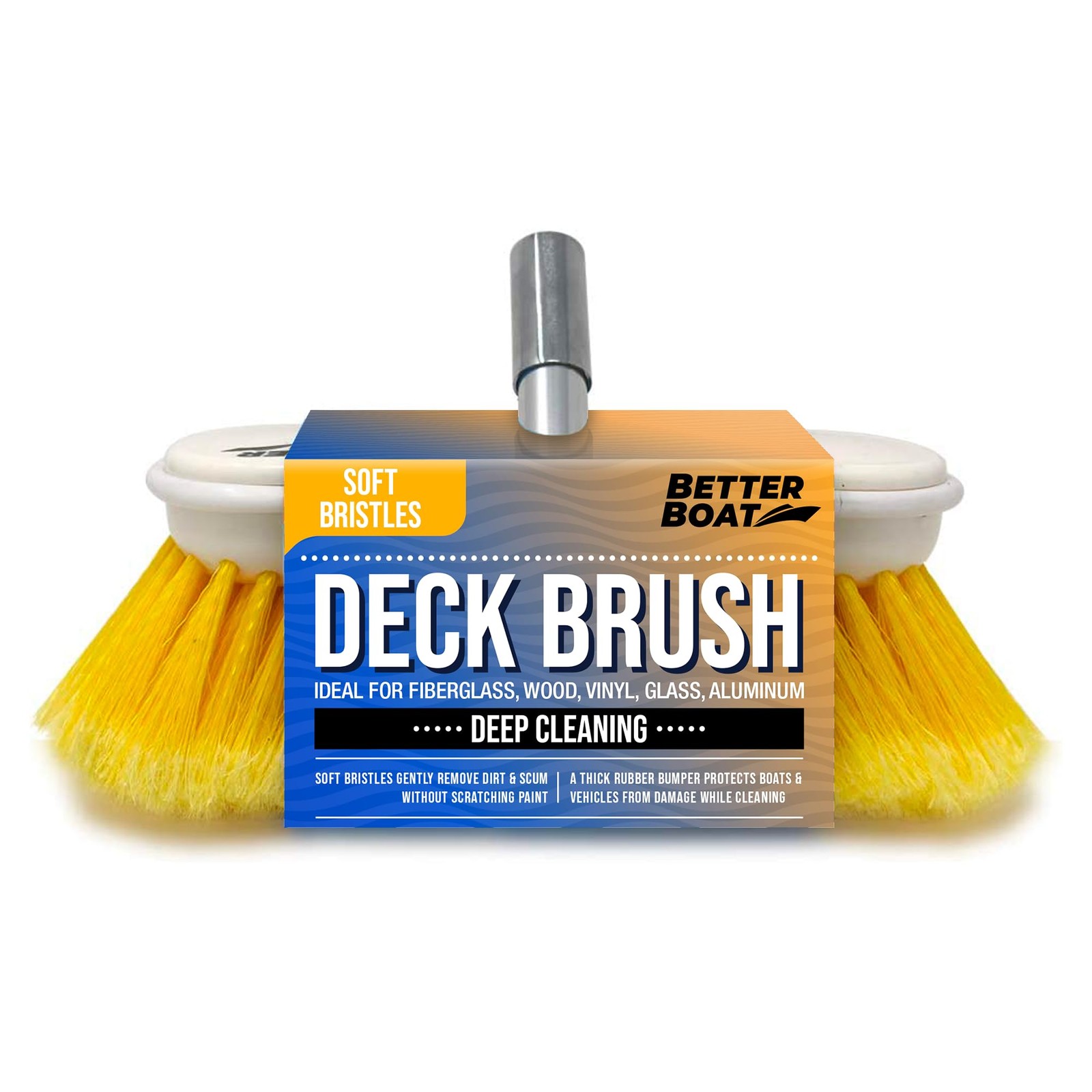 Soft Boat Deck Brush, Heavy-Duty Marine Brush Head, 8 Bristle with Bumper, 3/…