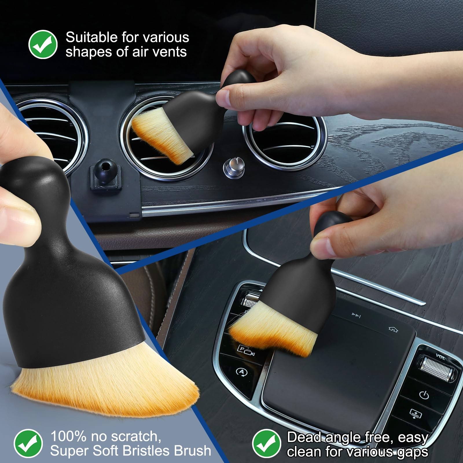 Car Interior Duster Detail Brushes, Soft Bristles Brush
