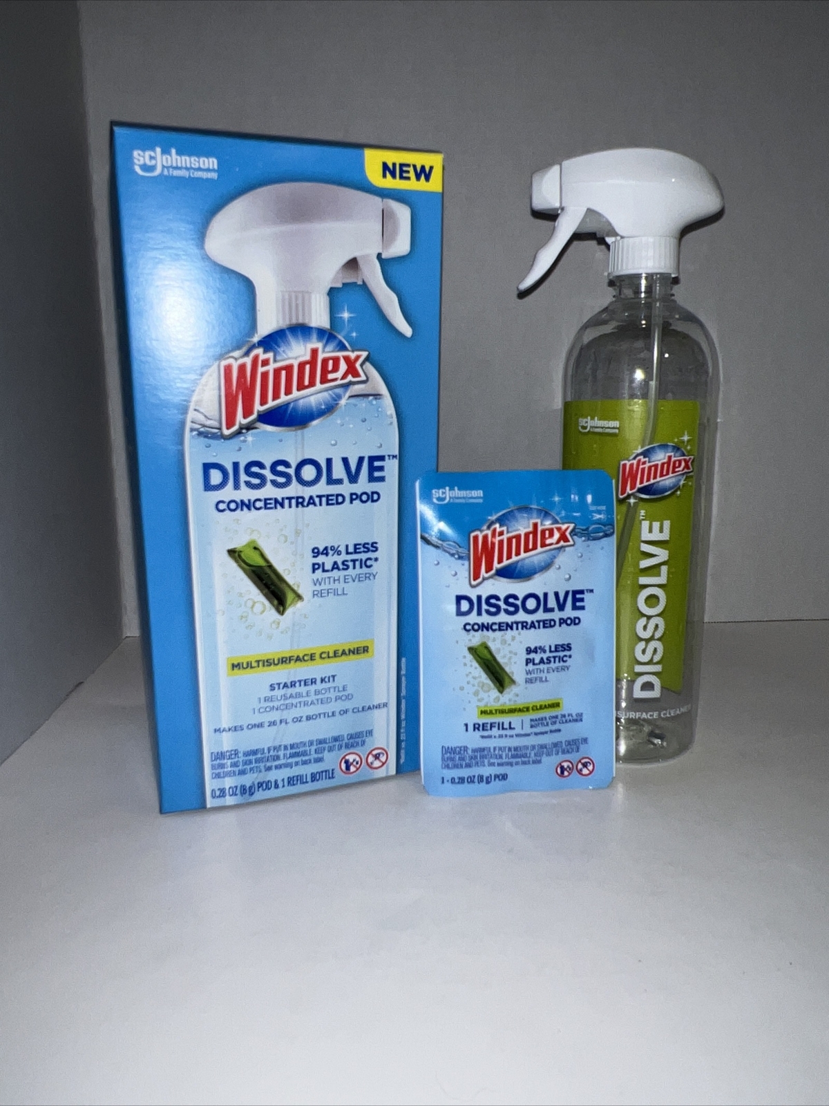 Windex Dissolve Concentrated Pods, Multi surface Starter Kit W/ 1 Pod-*Free~ship