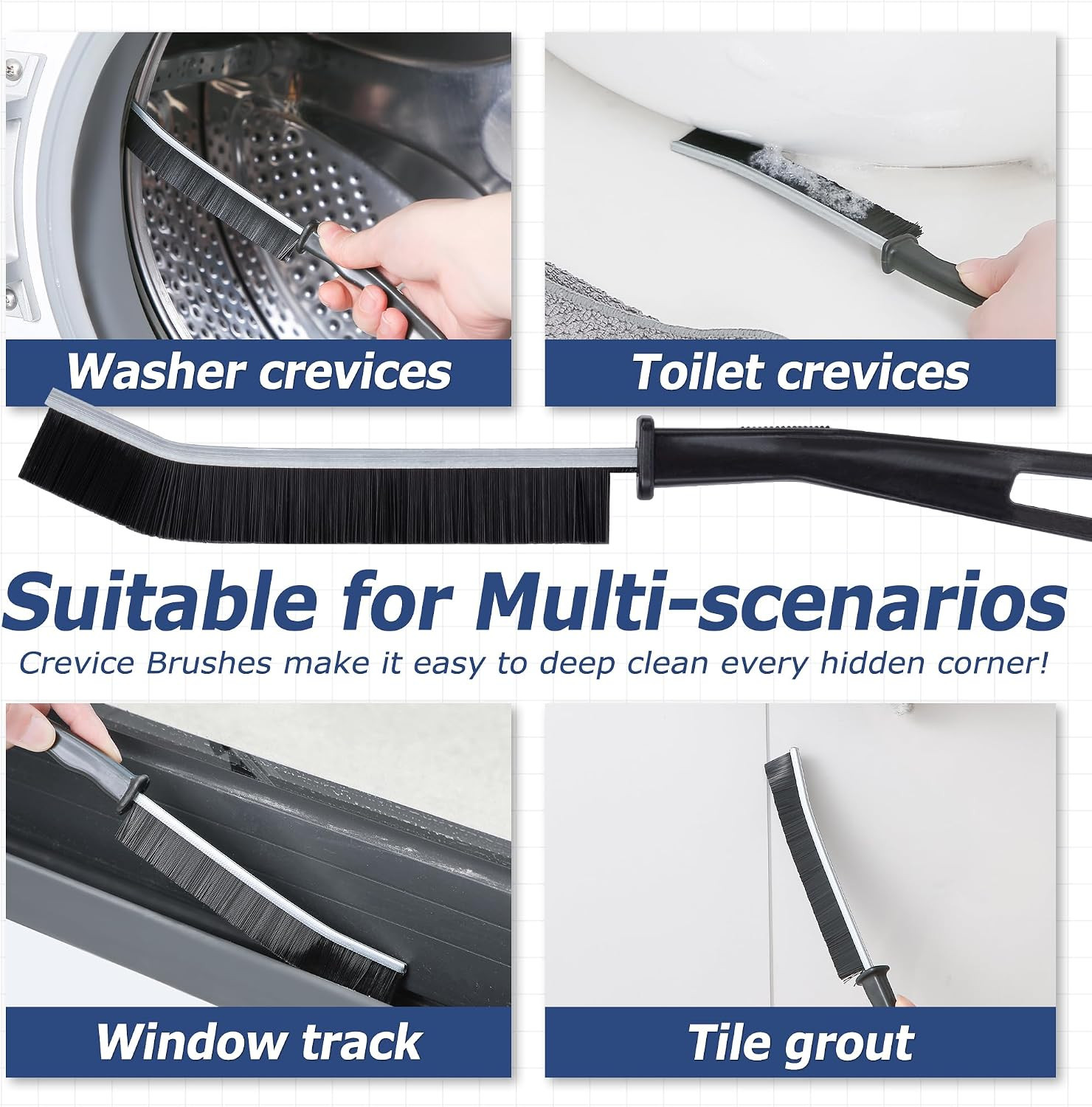 Grout Brush with Long Handle, Grout Cleaner Brush for Tile Floors, Stiff