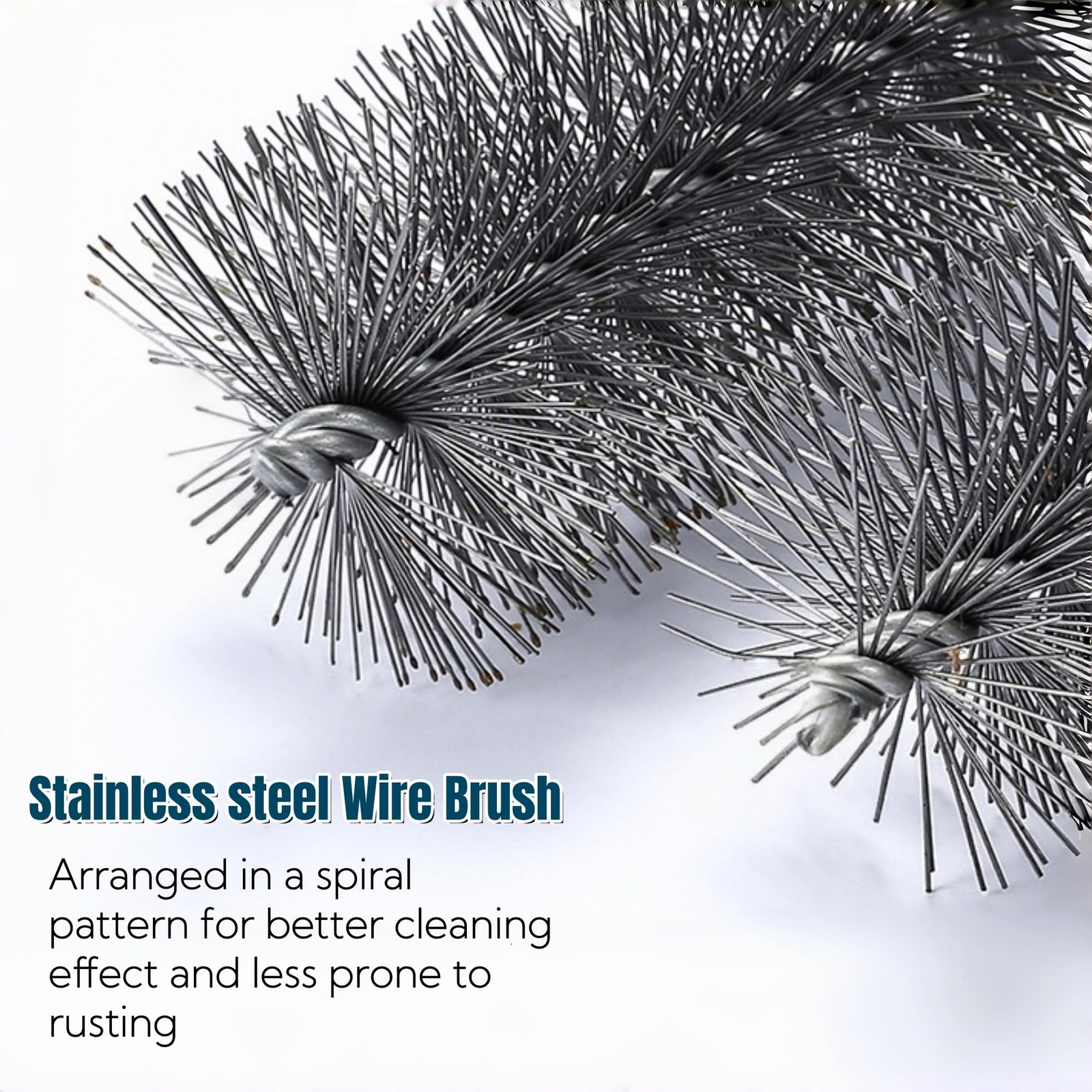 50 in Pipe Cleaning Brush Set with Stainless Steel Bristles, 5X Wire Brush wi…