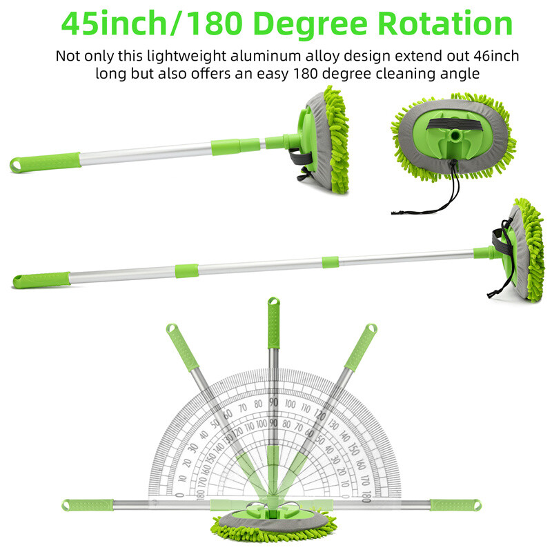 3 in 1 Microfiber Car Wash Brush Cleaning Mop Auto Truck 47.5″ Long Handle