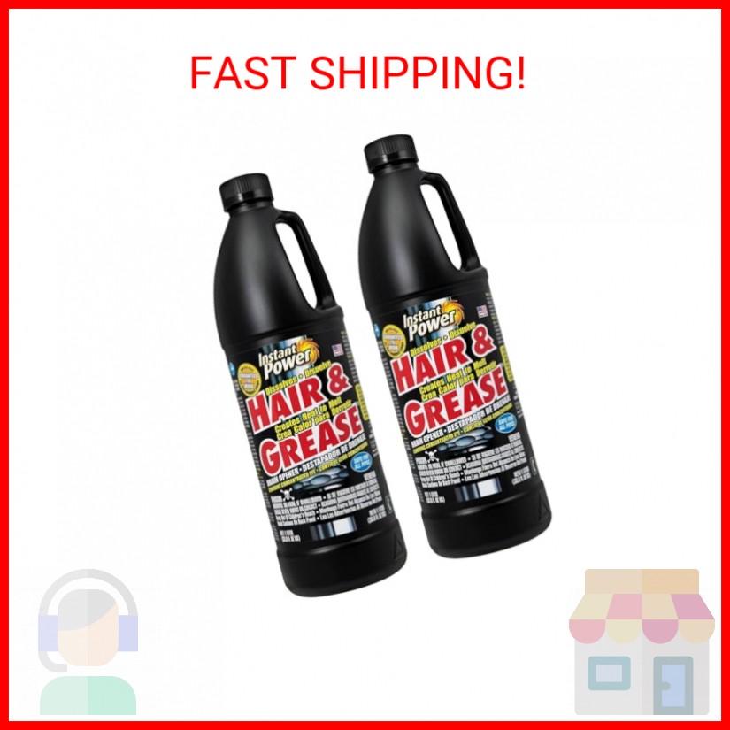 Instant Power Hair and Grease Drain Cleaner – Shower Drain & Sink Cleaner, Liqui