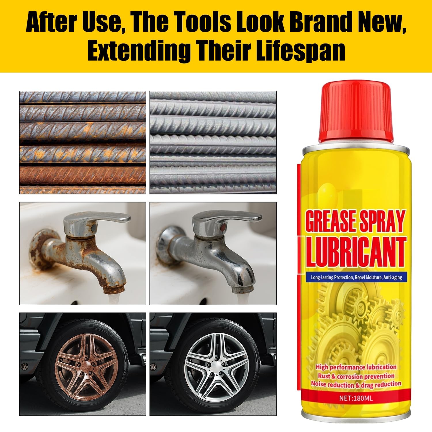 Anti Rust Remover Lubricant Spray Penetrating Oil Metal Rust Dissolver Tools Cha