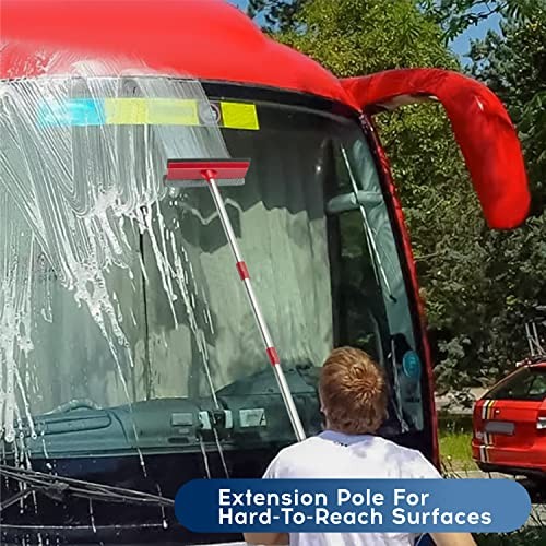 Window Squeegee 2-in-1 Cleaner with 55″ Telescopic Pole for Home Car Glass