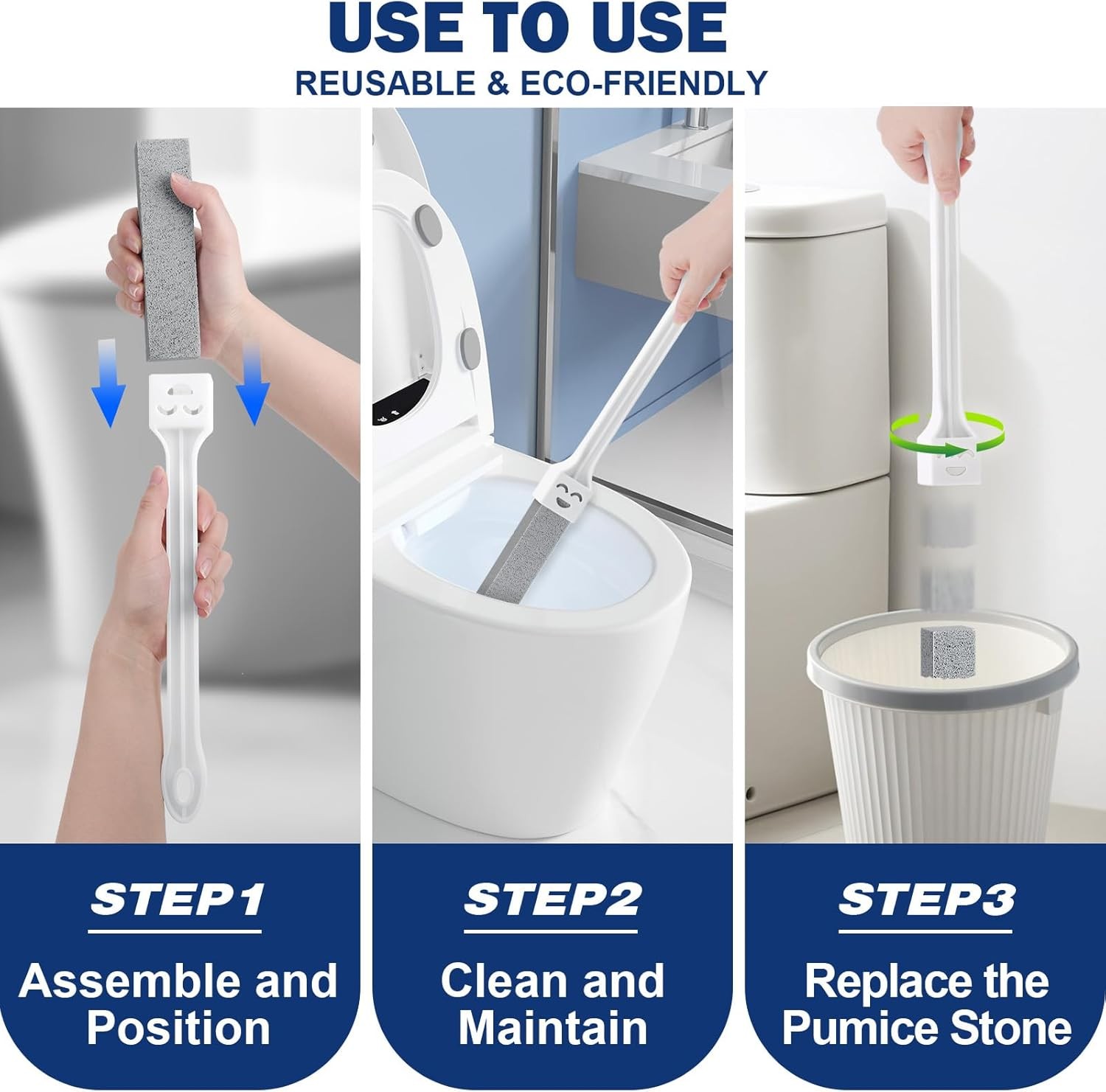 10 Pa Pumice Stone Toilet Bowl Cleaner with 2 Extra Long Handle