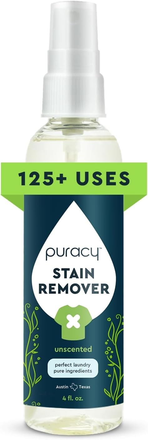 Puracy Stain Remover Spray, Natural Travel and Laundry Stain Cleaner 4 fl oz