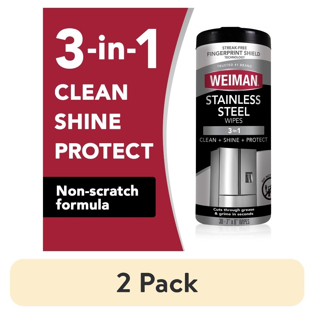 Stainless Steel Appliance Cleaning Wipes Streak Free Shine 30 Count 2 Pack
