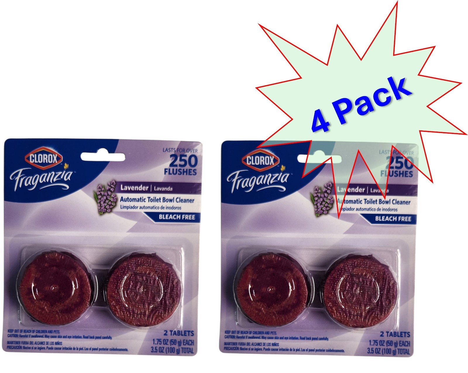 Clorox Fraganzia Toilet Bowl Cleaner Tablets 2 tablets – (4-Pack) 8 Tablets