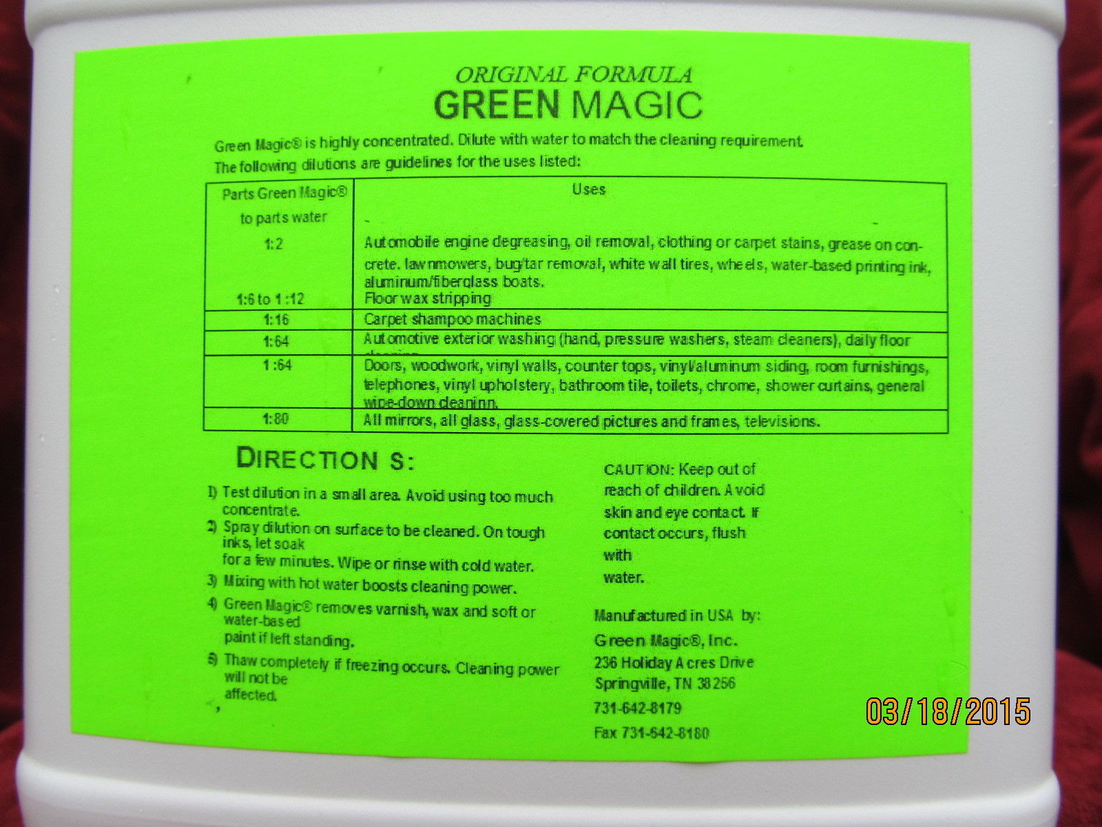 GREEN MAGIC_ WORLDS BEST CLEANER__ DECK CLEANER __FULL GALLON . FREE SHIPPING