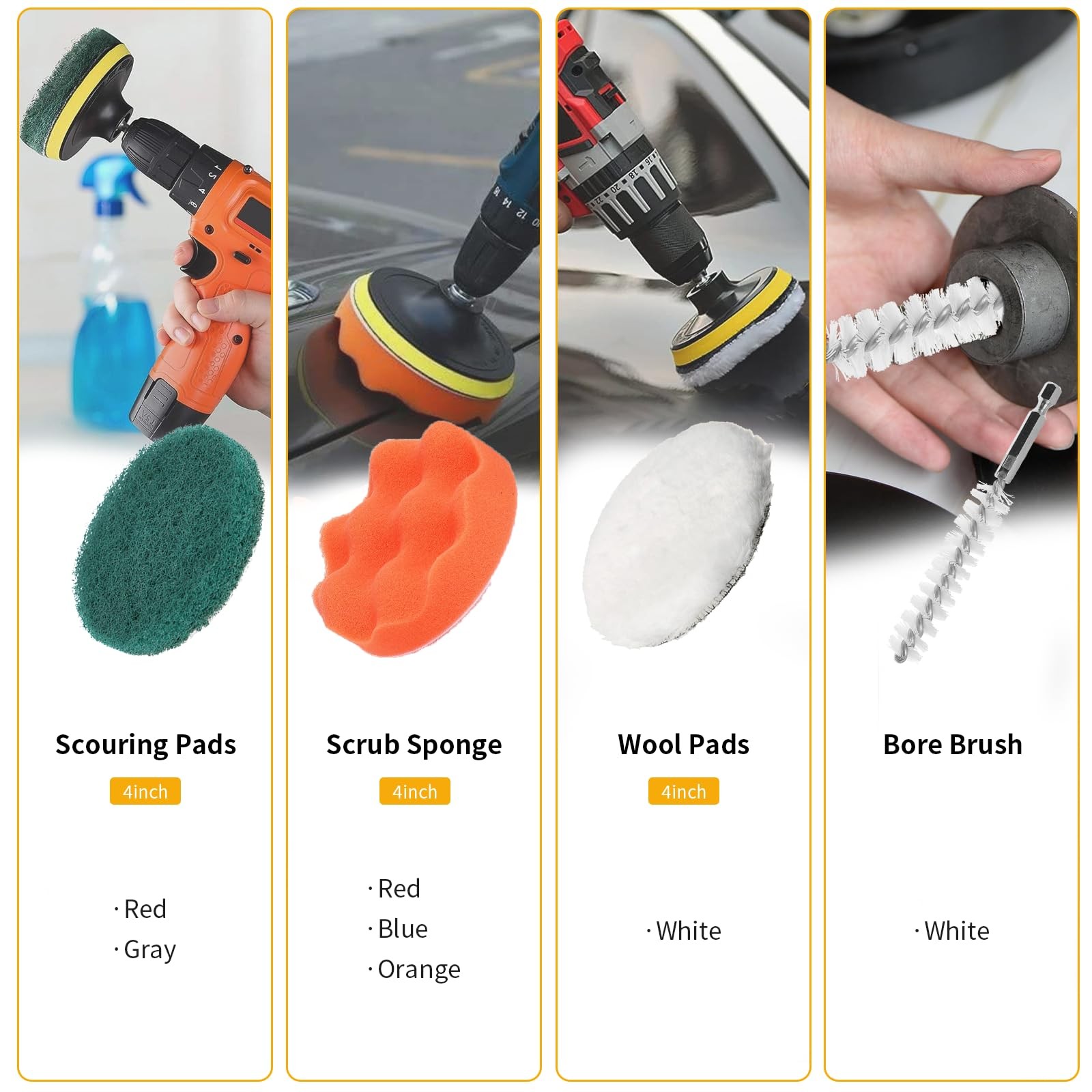 22 Pcs Drill Attachments Set, Scrub Pads & Sponge & Wire Brush, Power Scrubbe…