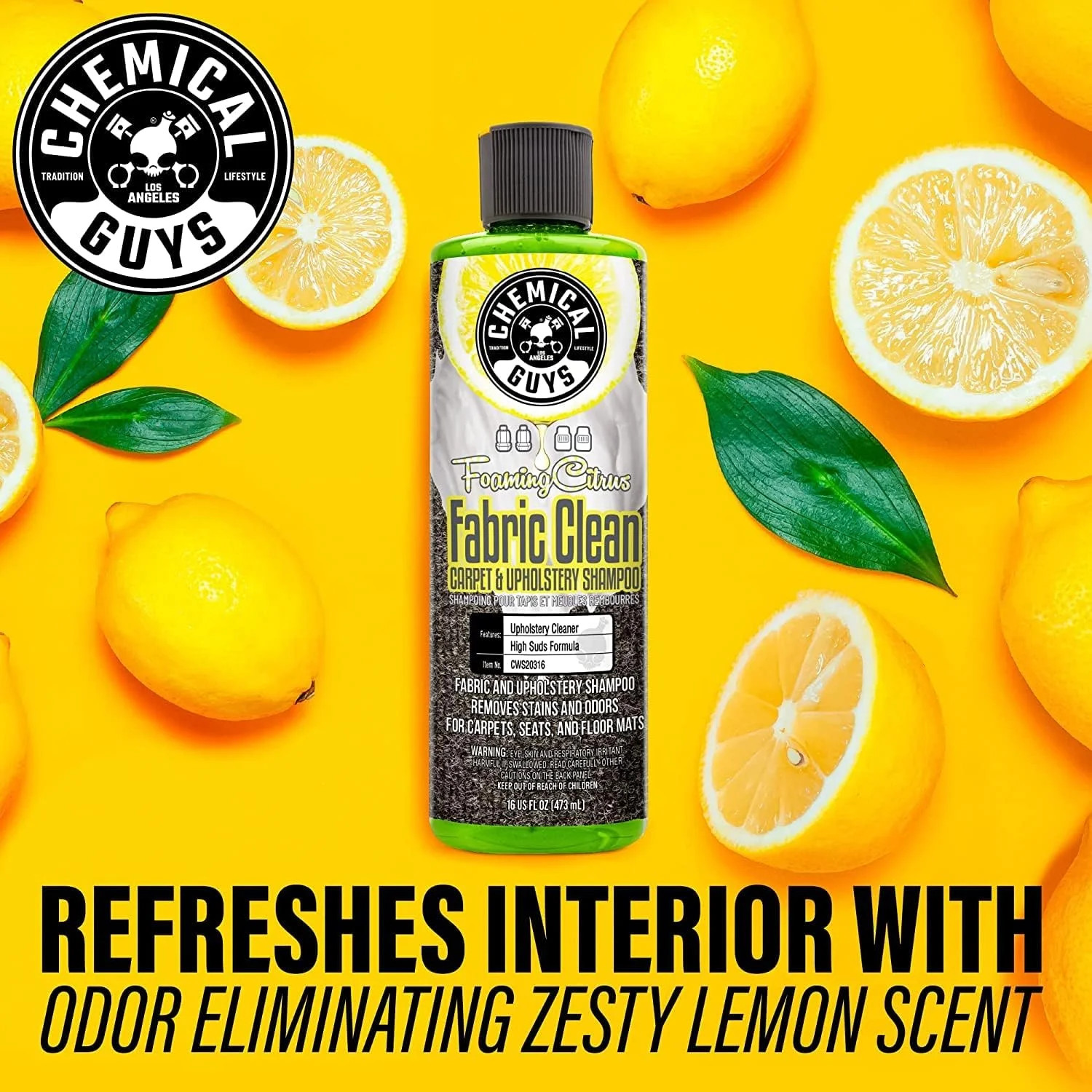 Chemical Guys, Foaming Citrus Fabric & Carpet Cleaner, Seats & Mats, 16 oz | Hig