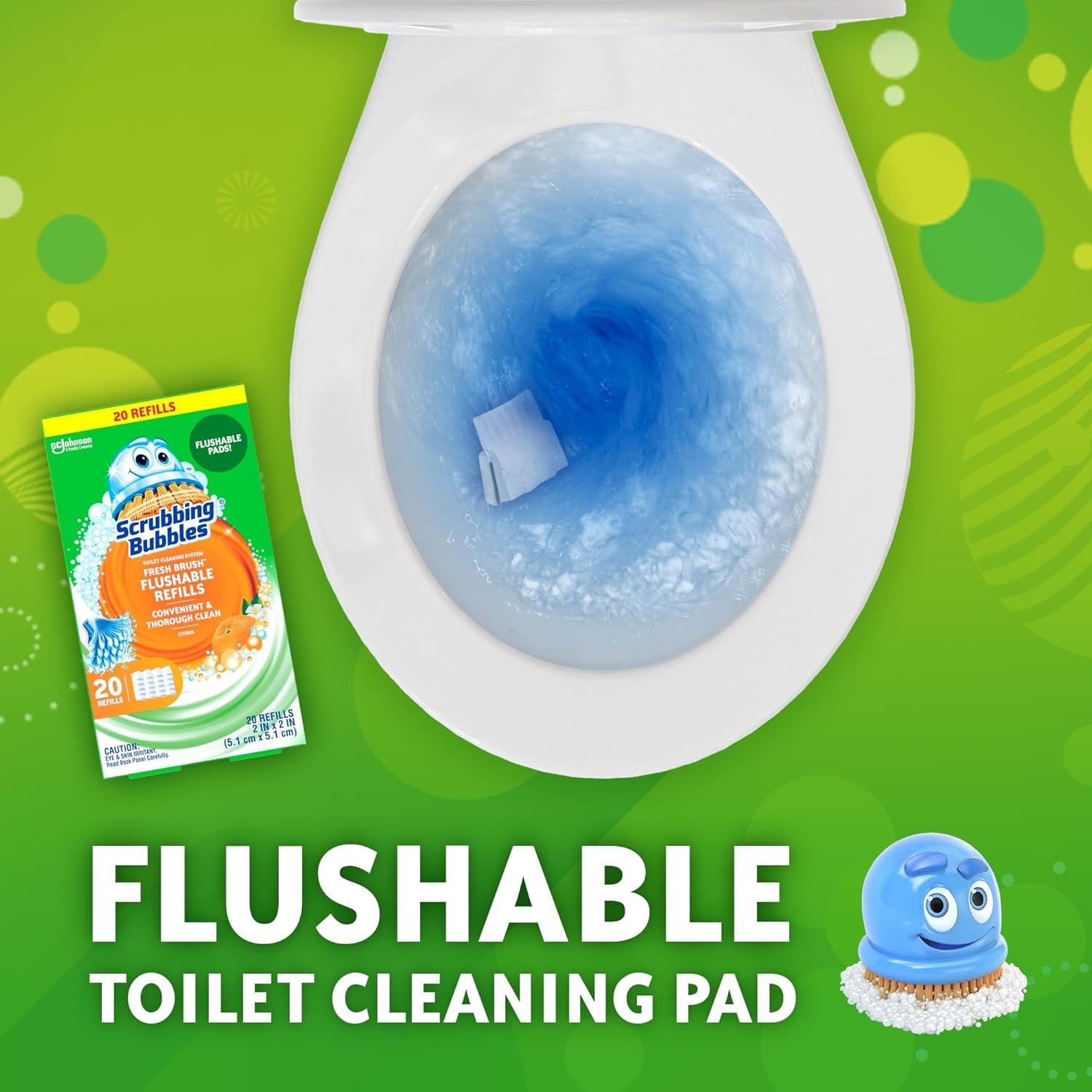 Scrubbing Bubbles Flushable Toilet Refill Pads Citrus Scent 20 Pack