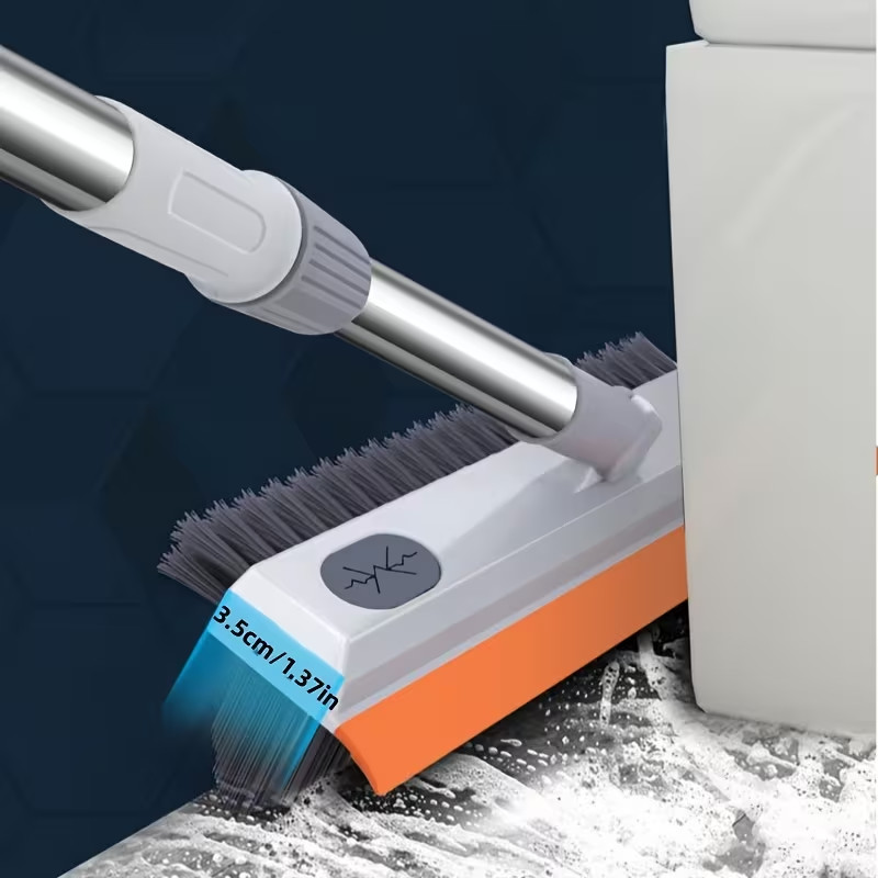 Long Handle Floor Scrub Brush with Soap Dispenser Bathroom Tile Grout Cleaner