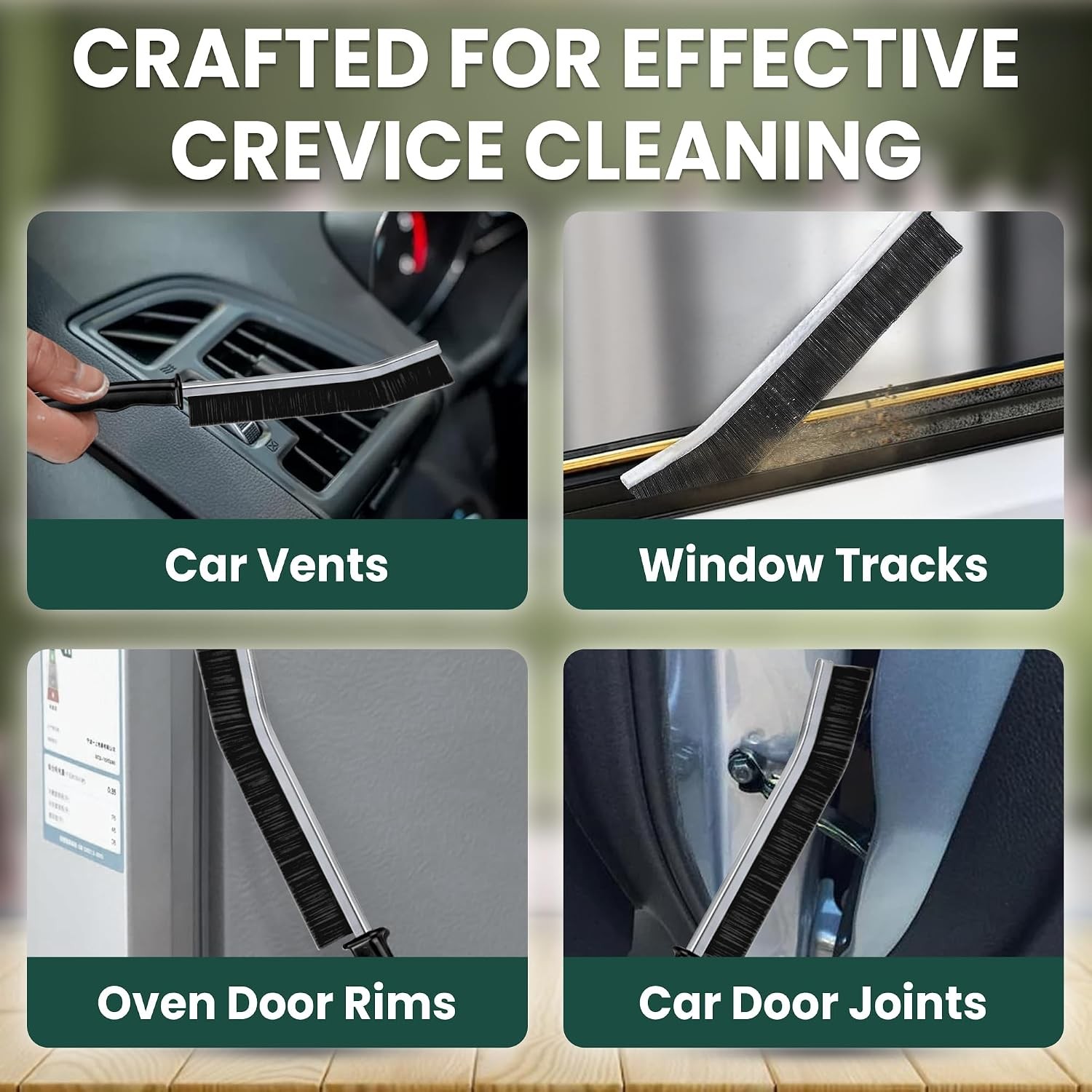 Crevice Cleaning Brush Set – 3Pcs Hard Bristle Cleaning Tools for Grout, Tile