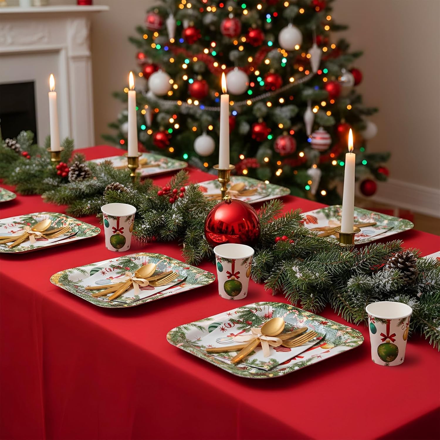 Ziliny 350 Pcs Christmas Party Supplies Christmas Tree Hanging Ball Party Tabl