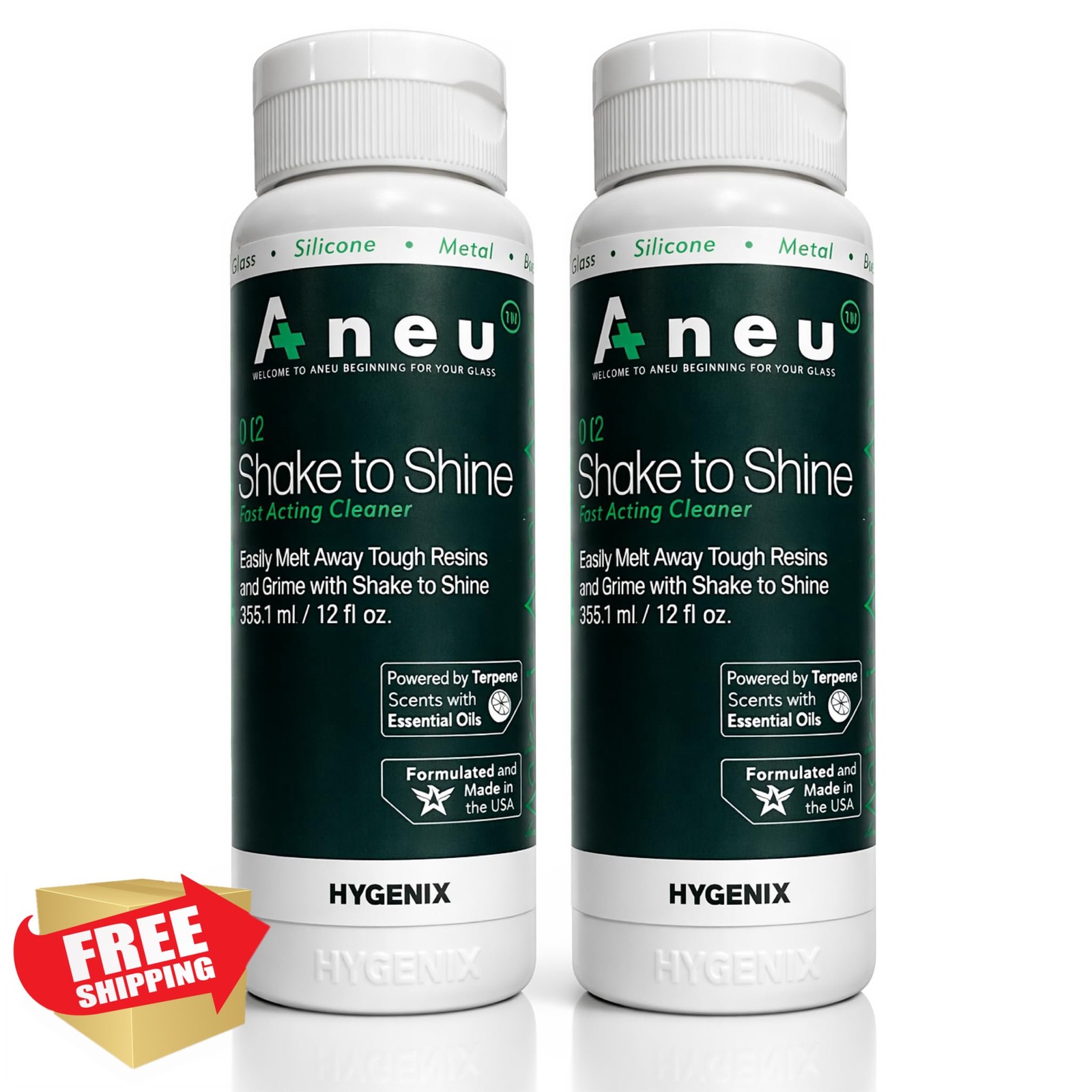 Aneu Shake to Shine Cleaner 12oz, Cleans Glass Silicone Metal, Fast Acting