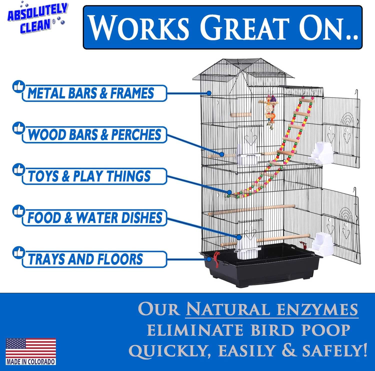 Absolutely Clean Amazing Bird Cage Cleaner and Deodorizer – Just Spray