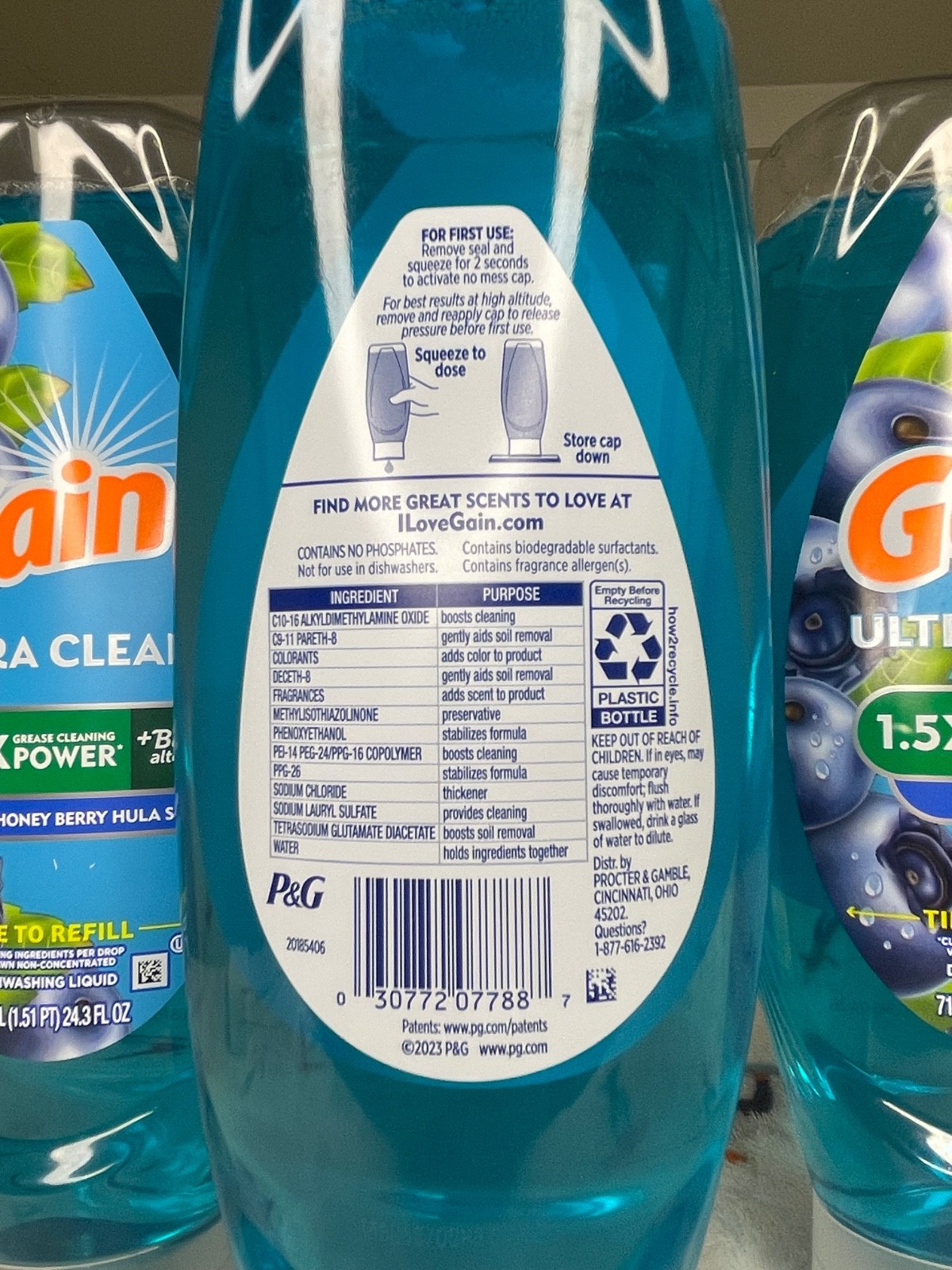 (3-PACK) Gain Honey Berry Hula EZ-Squeeze Liquid Dish Soap 24 fl oz x 3 🫐