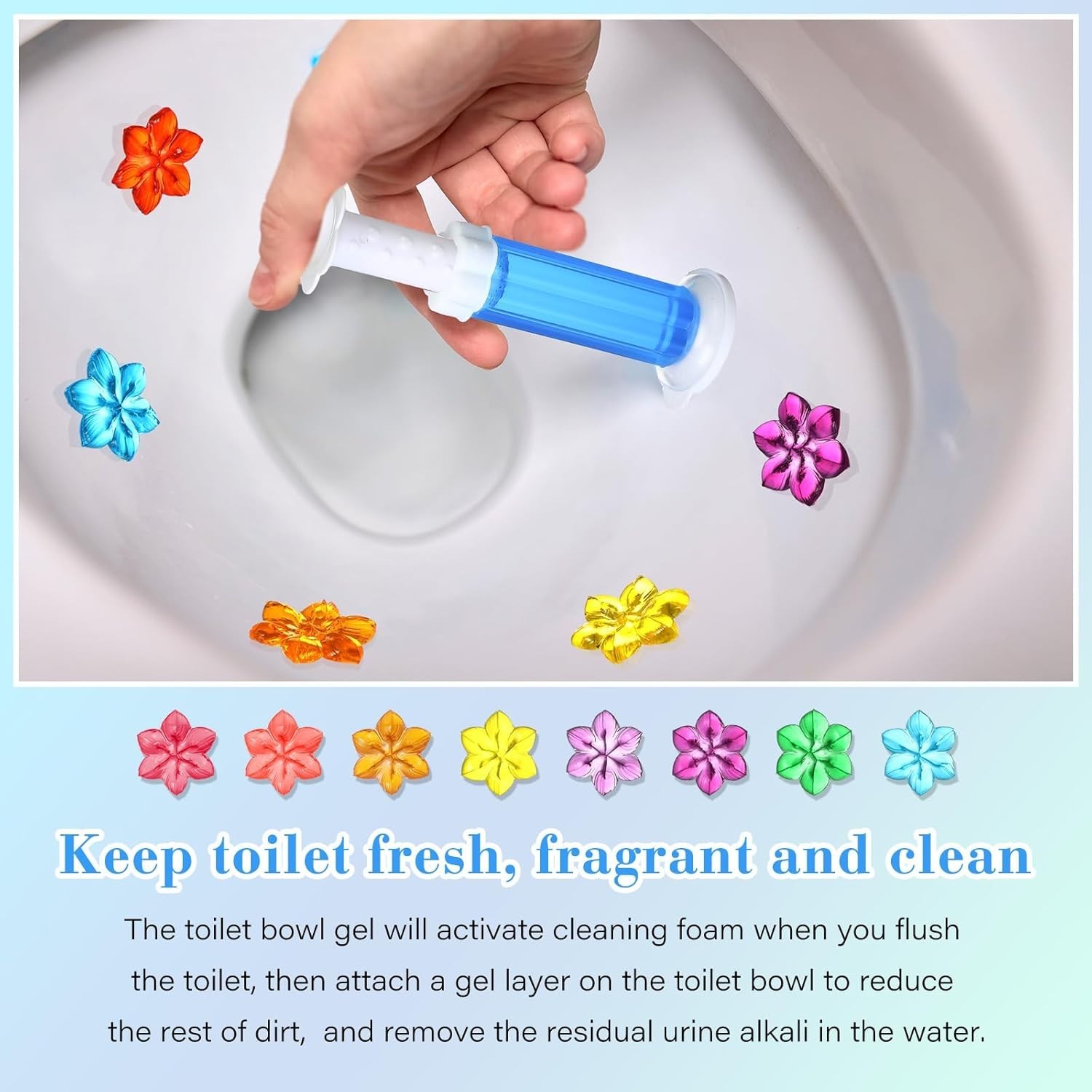 8 Pack Toilet Gel Stamp, 112 Stamps 8 Kinds of Scent Toilet Bowl Cleaner Gel, Lo