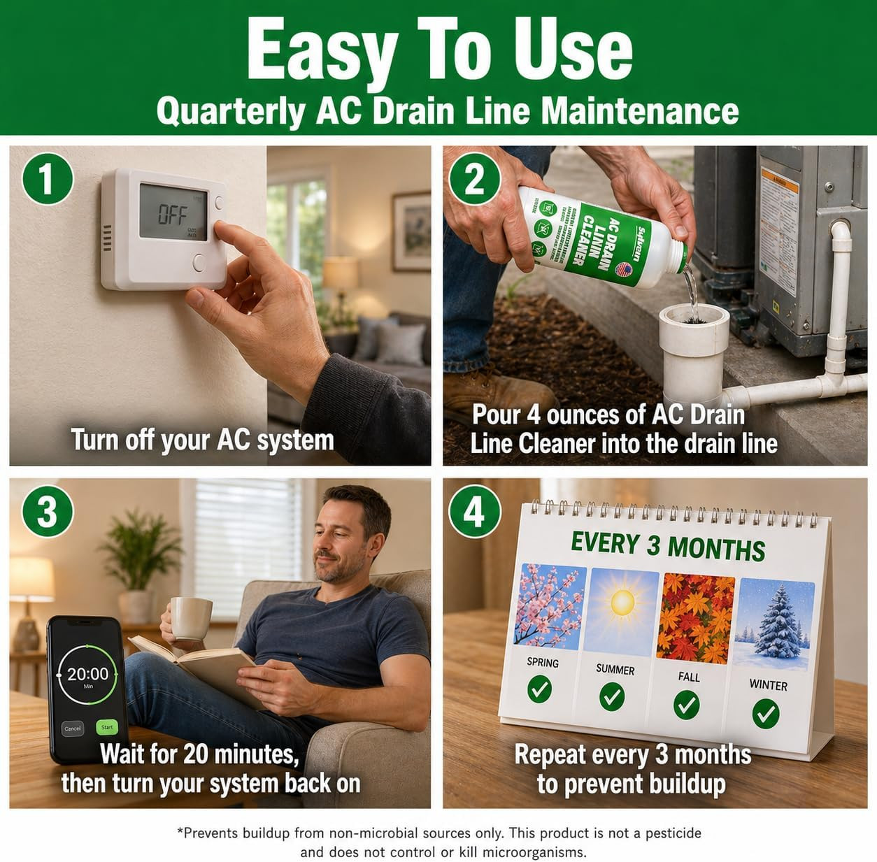 AC Drain Line Cleaner | Free Drain Brush | 32 Oz | 12 Month Supply | US Made | U