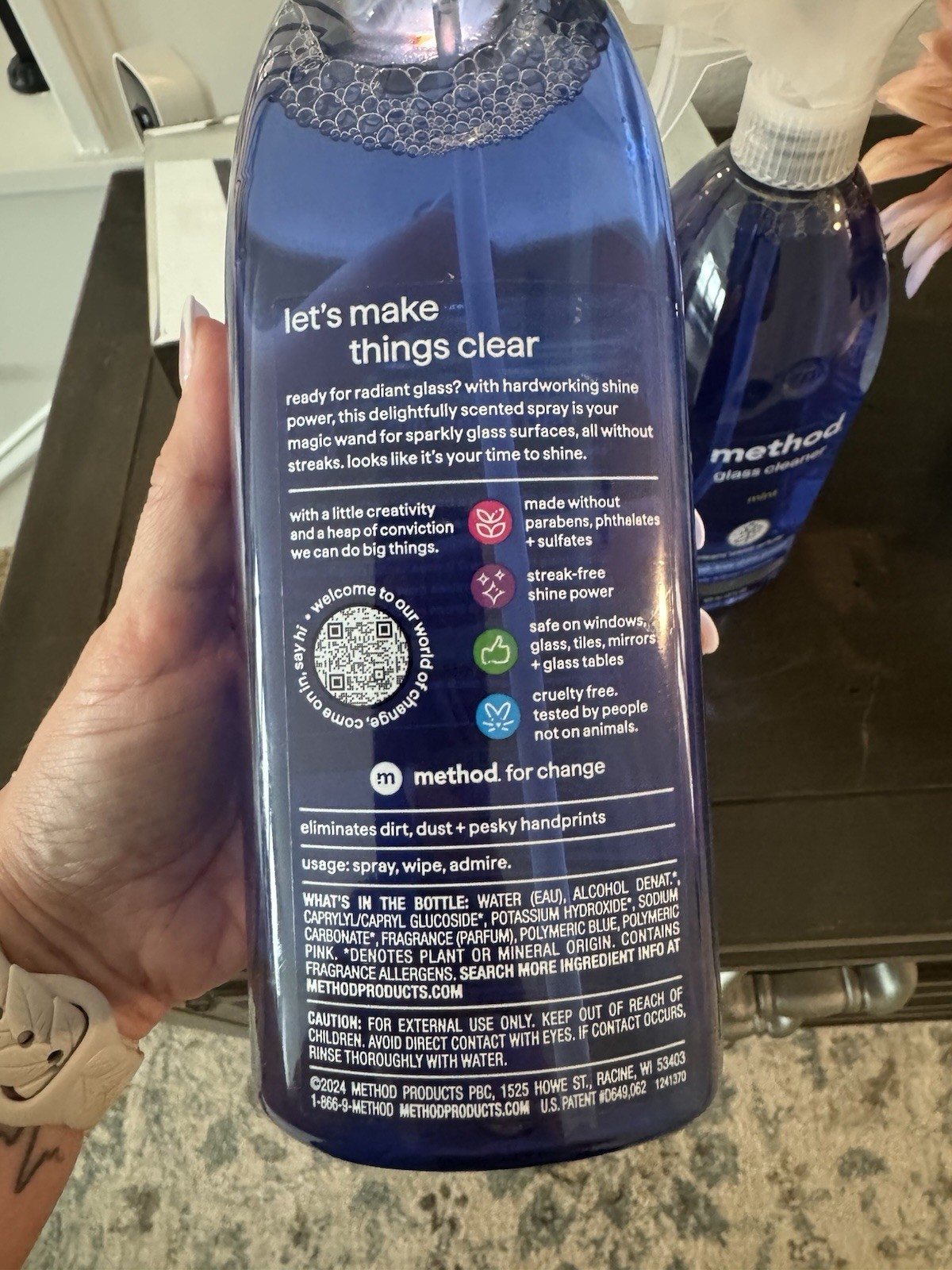 2 Method Glass Cleaner MINT Scent Trigger Spray Bottle Streak-Free Shine, 28 Oz