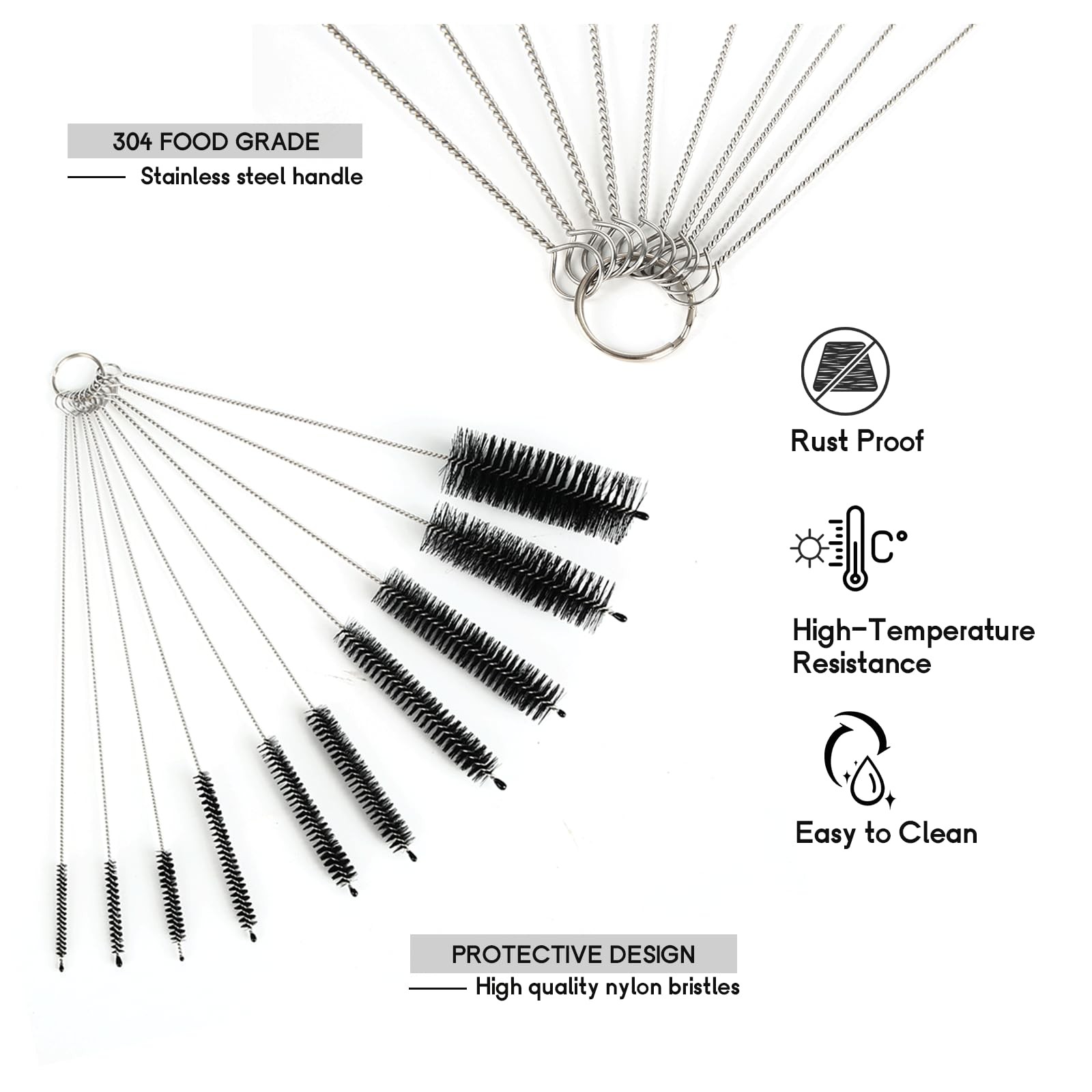 12 Pack Glass Tube Pipe Cleaner Set, 17 Inch Long Handle Nylon Brush for Neck…