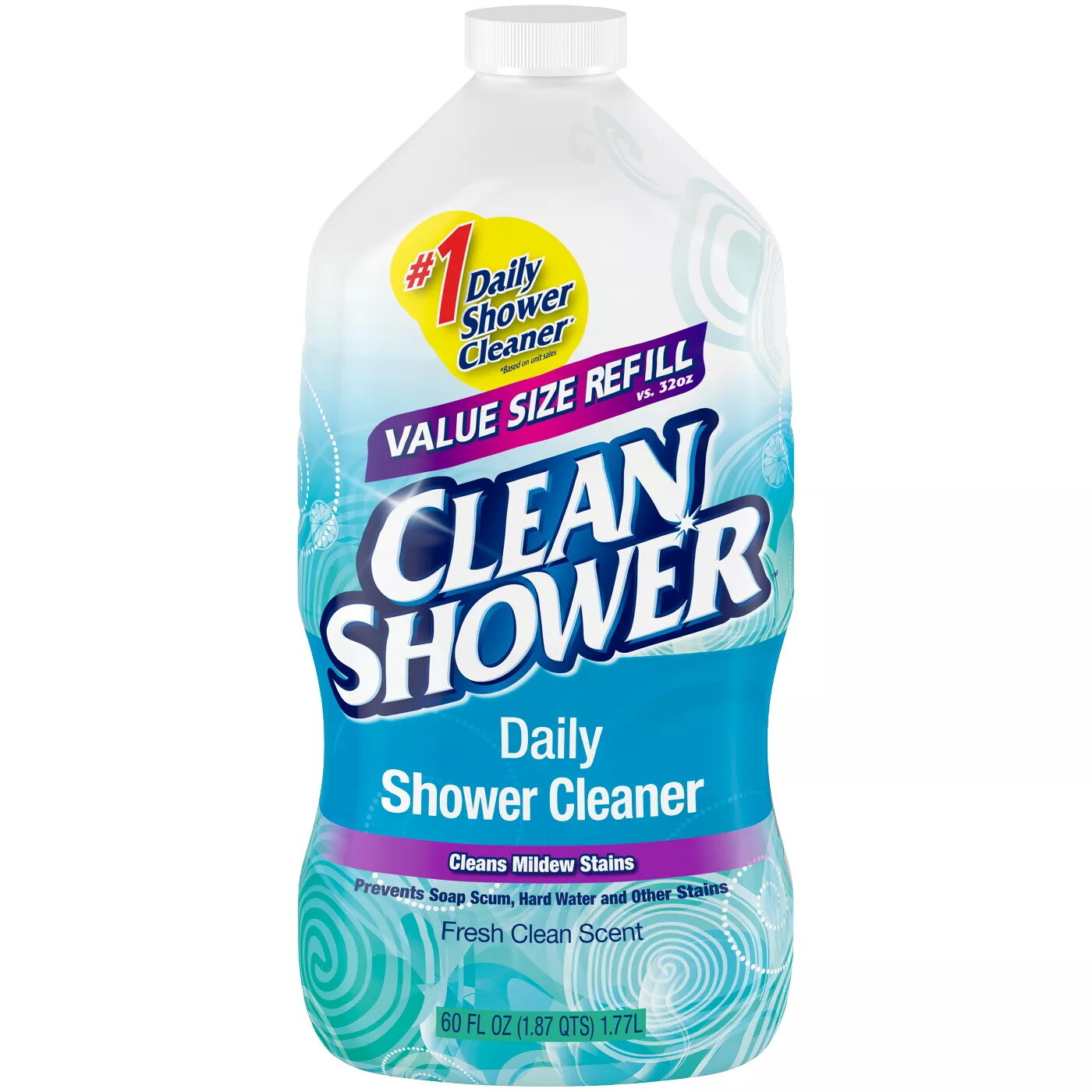 Clean Shower Daily Shower Cleaner – 32 Oz. Spray & 60 Oz. Refill – Scrub Free