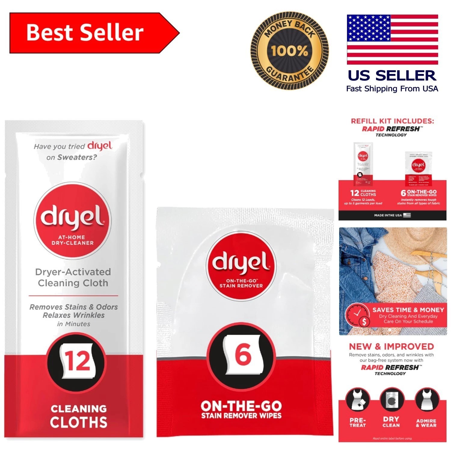 Enhanced Dry Cleaner Refill with On-the-Go Stain Remover: 12 Load Freshness