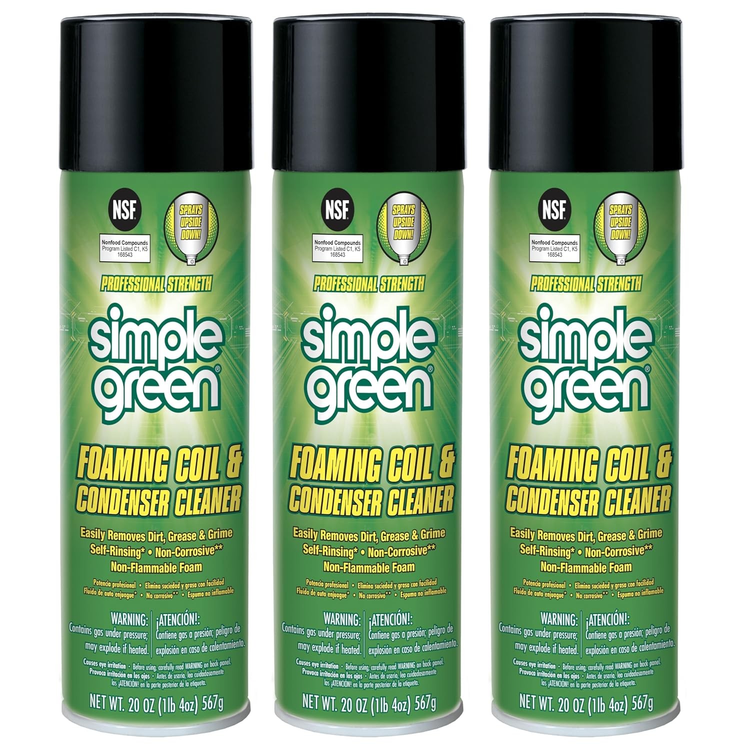 20oz Green Foaming Coil Cleaning Aerosol Spray Solution Pack of 3 Coil Cleaner