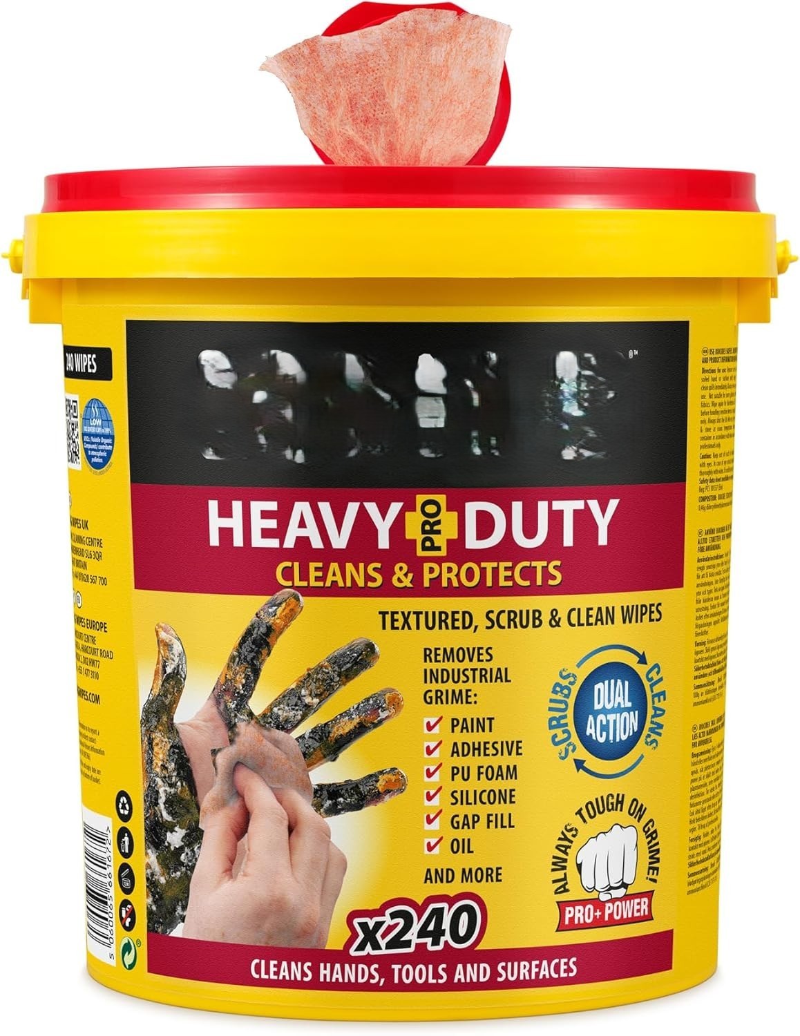 NEW Heavy Duty Industrial Hand Cleaning Wipes Scrubbing Degreaser 240 Count