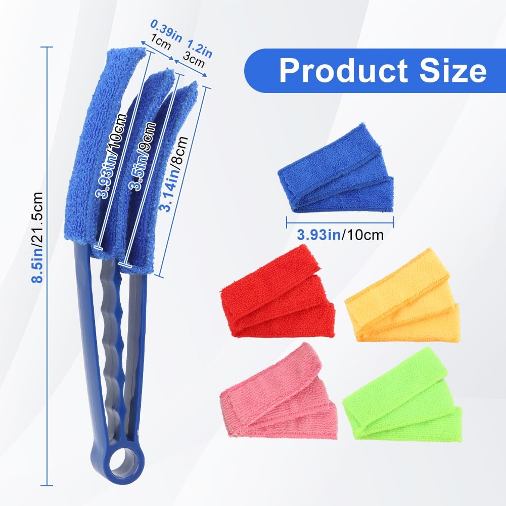 2 Pack Window Blind Cleaner Groove Gap Duster Brush with 5 Microfiber Sleeves
