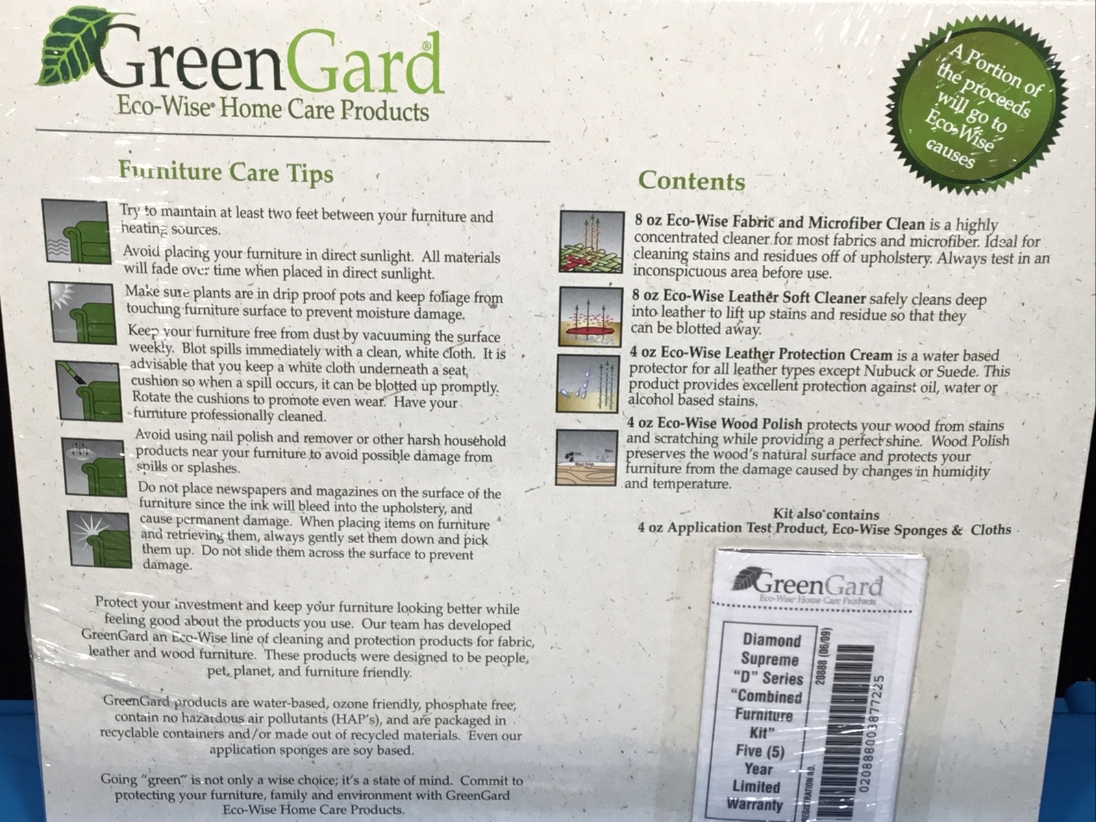 Green Card Eco-Wise Home Care Products For Fabric Leather + Wood By JCPenney