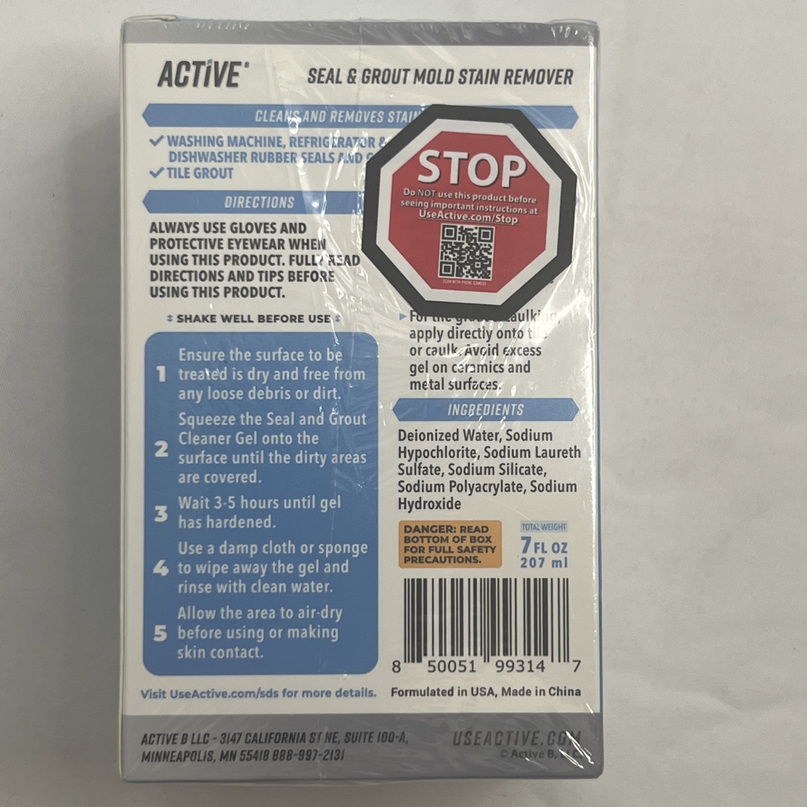 Active MOLD STAIN REMOVER Seal and Grout Deep Clean 7oz NEW SEALED Free Shipping