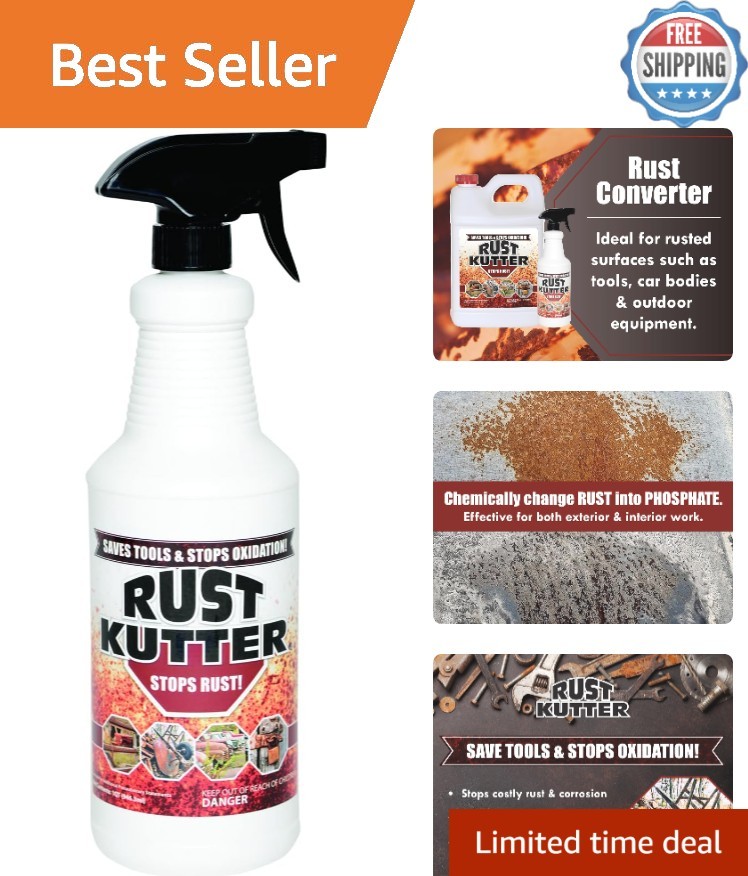 Easy Apply Rust Converter for Metal: 32 Oz Spray with Protective Barrier